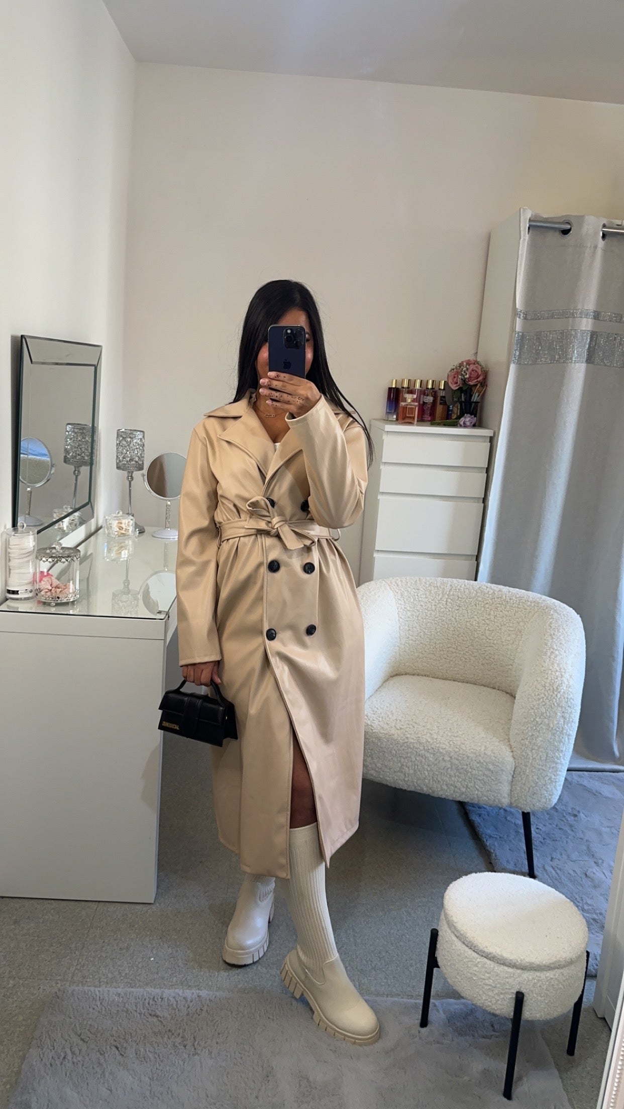 Trench semi cuir beige