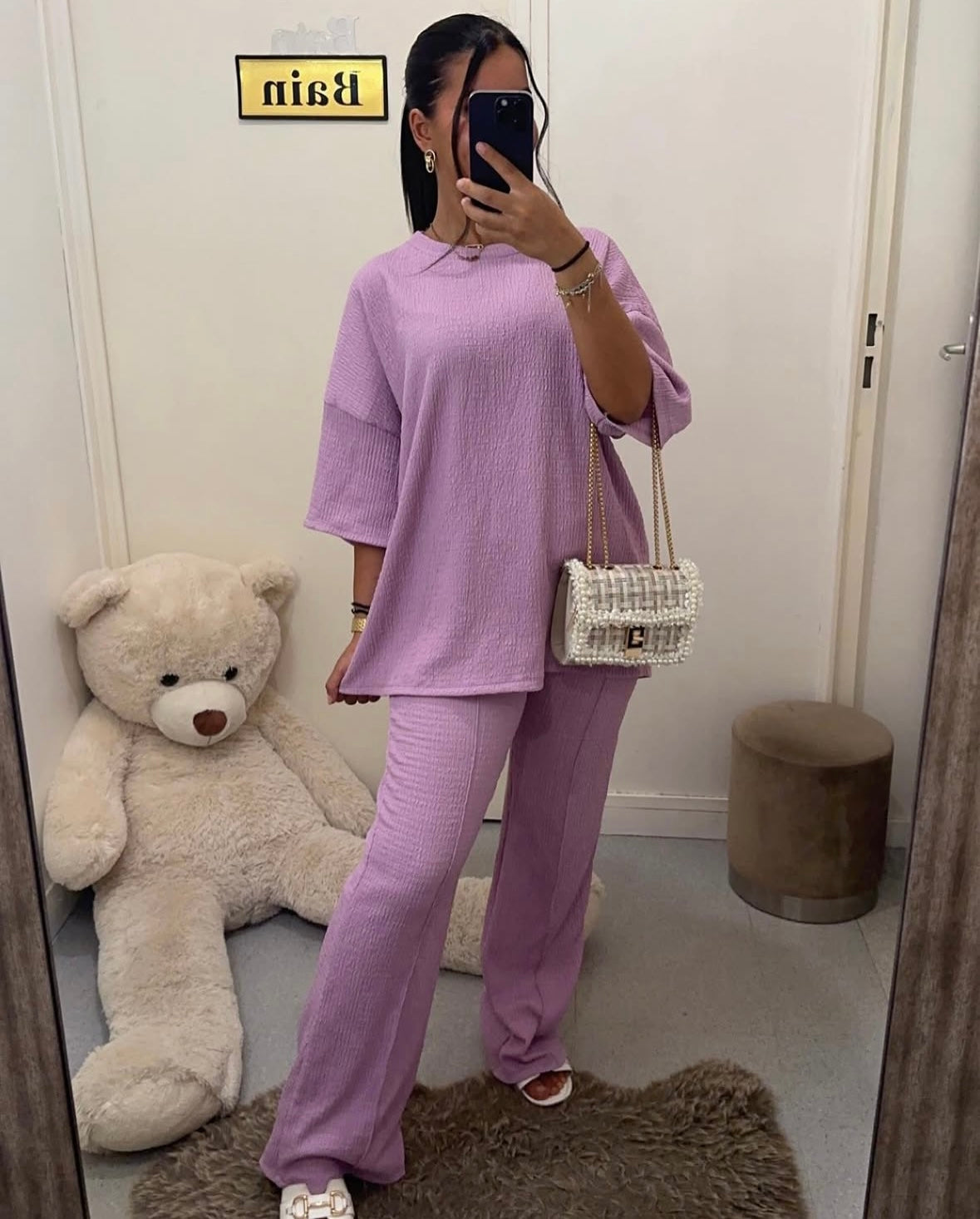 Ensemble tee shirt décontracté lilas