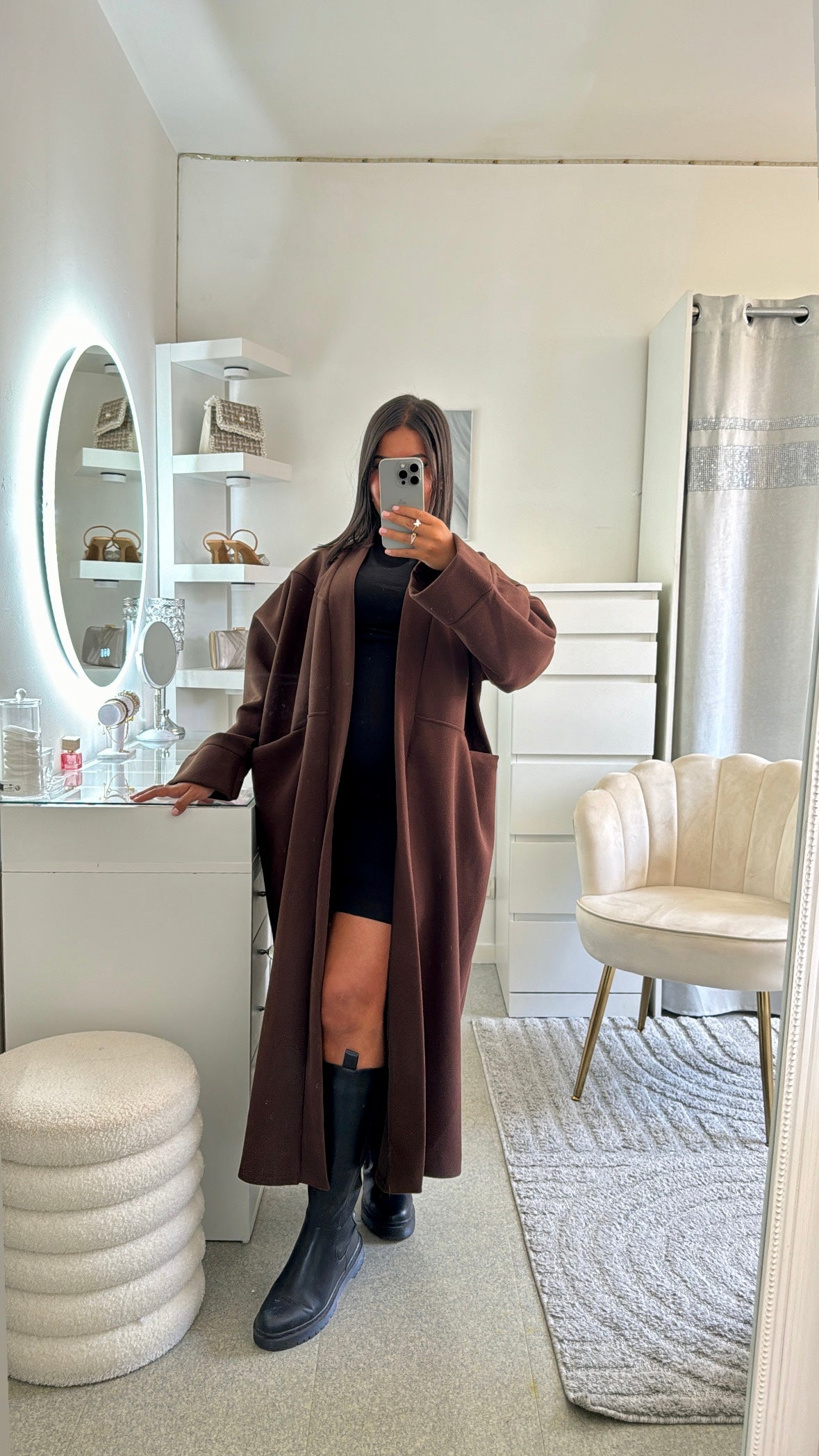 Manteau long Samia marron