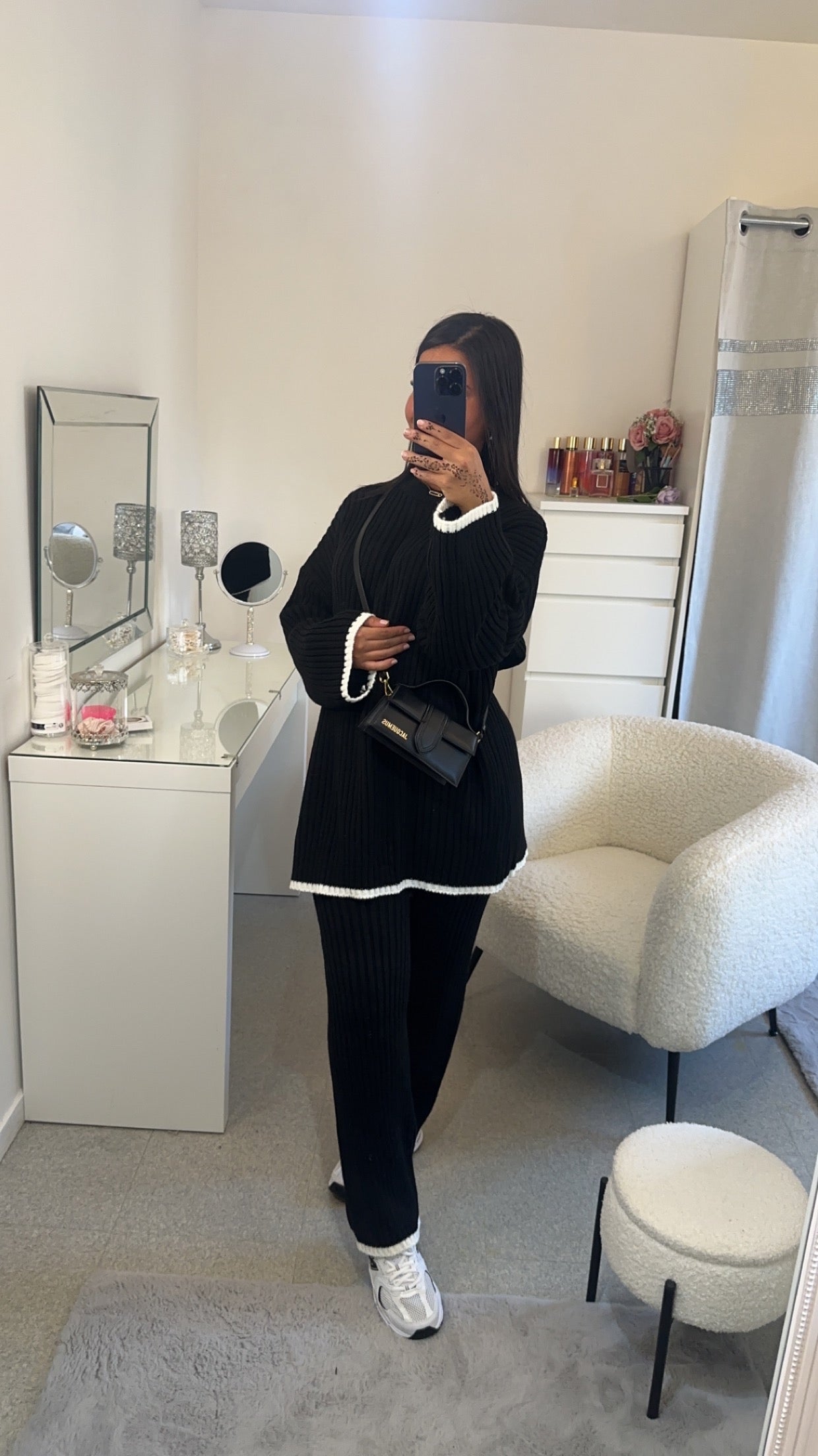 Ensemble pull long bande blanc