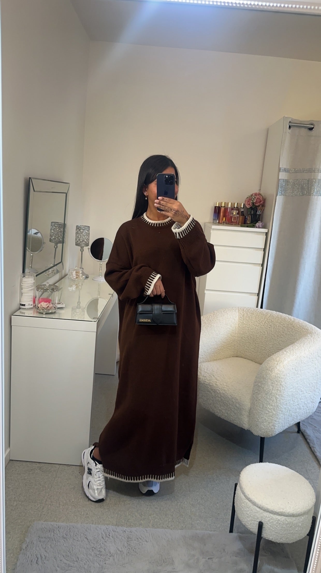 Robe pull long marron