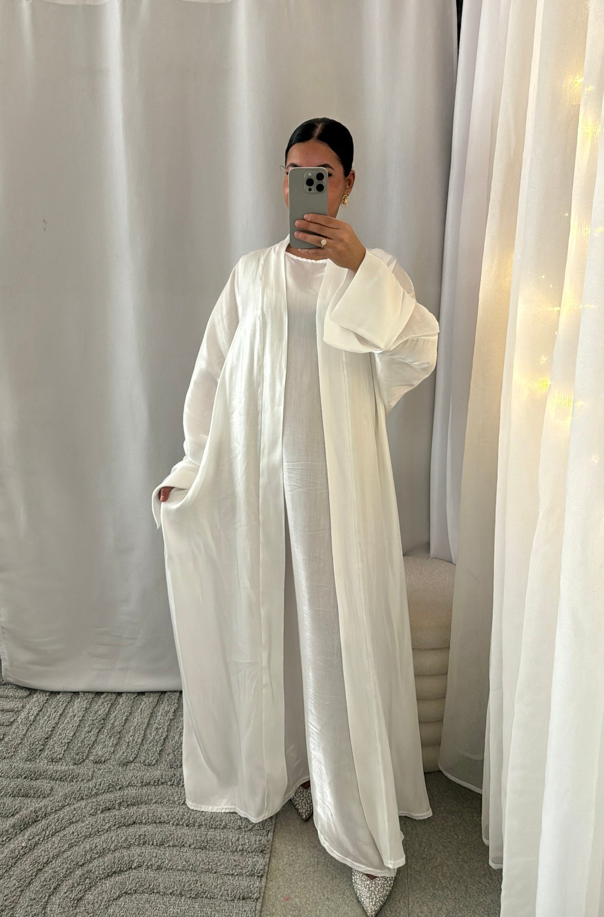 Abaya satinée blanche
