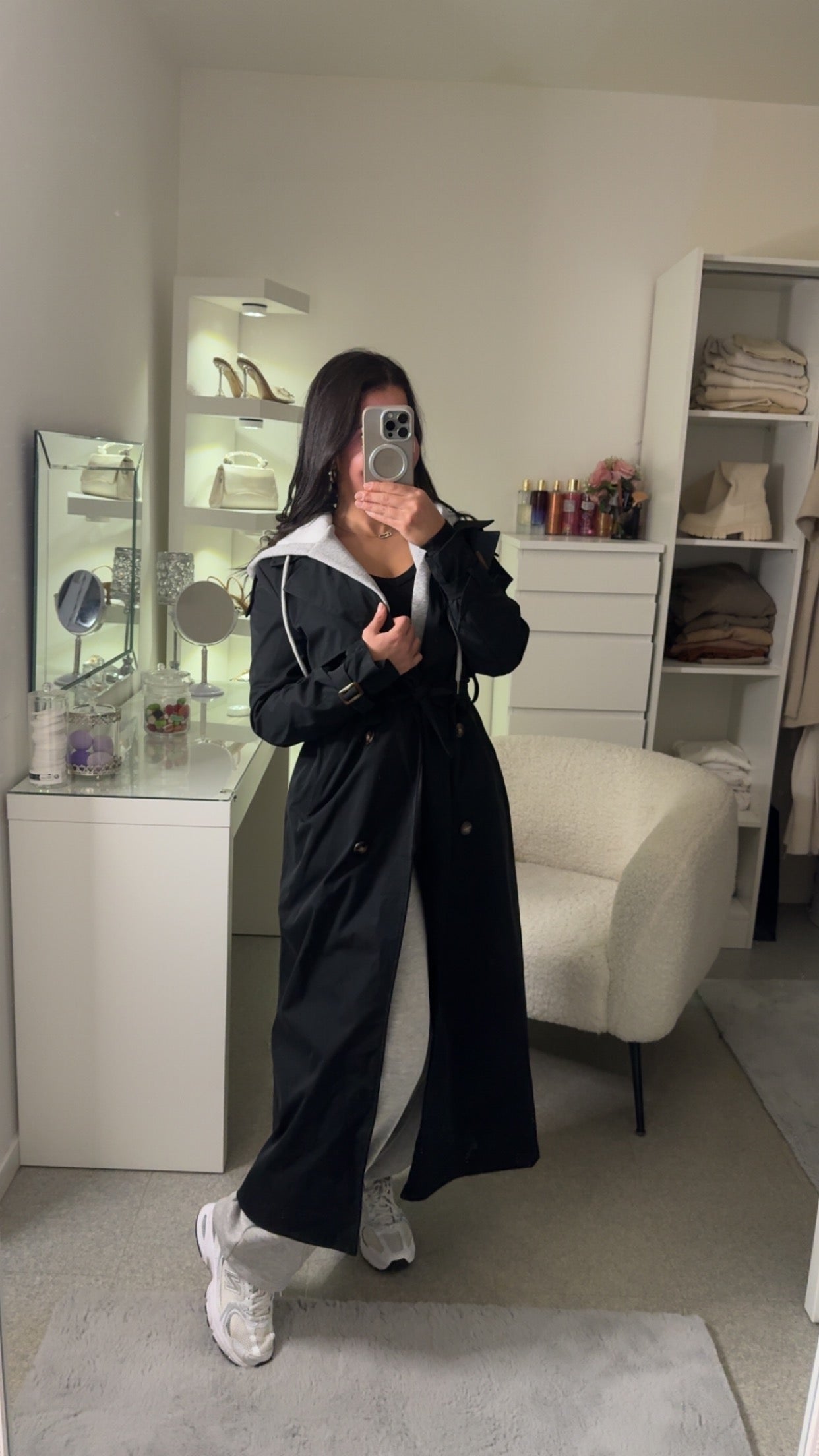 Trench à capuche noir