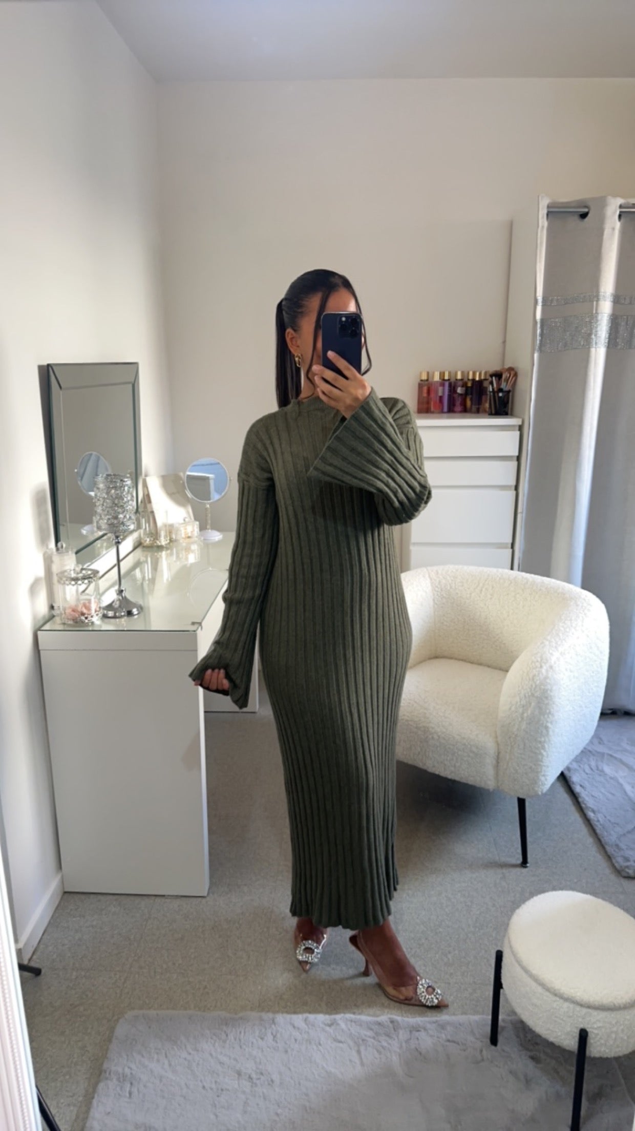 Robe à manche évasée vert