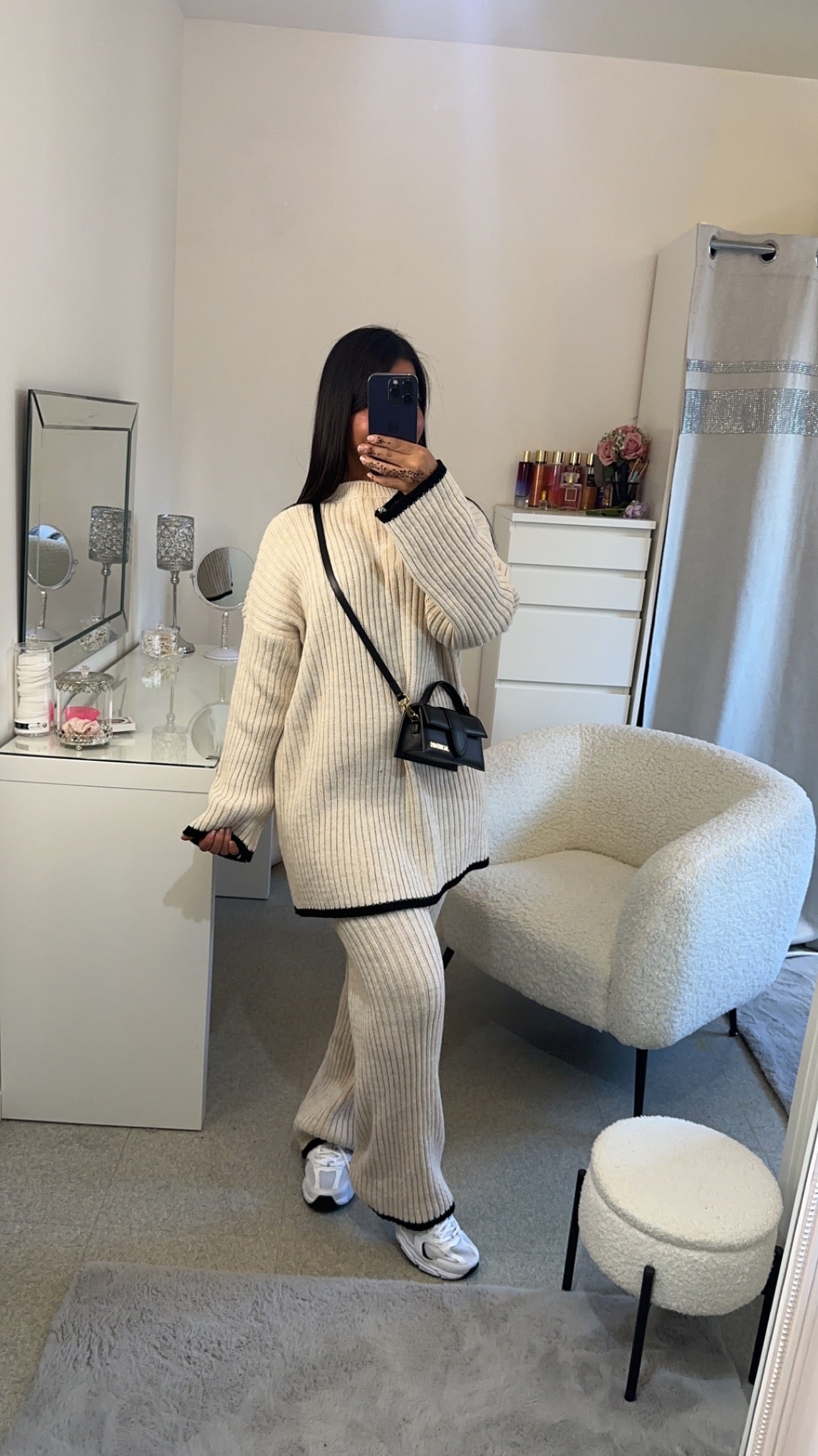 Ensemble pull long bande noir