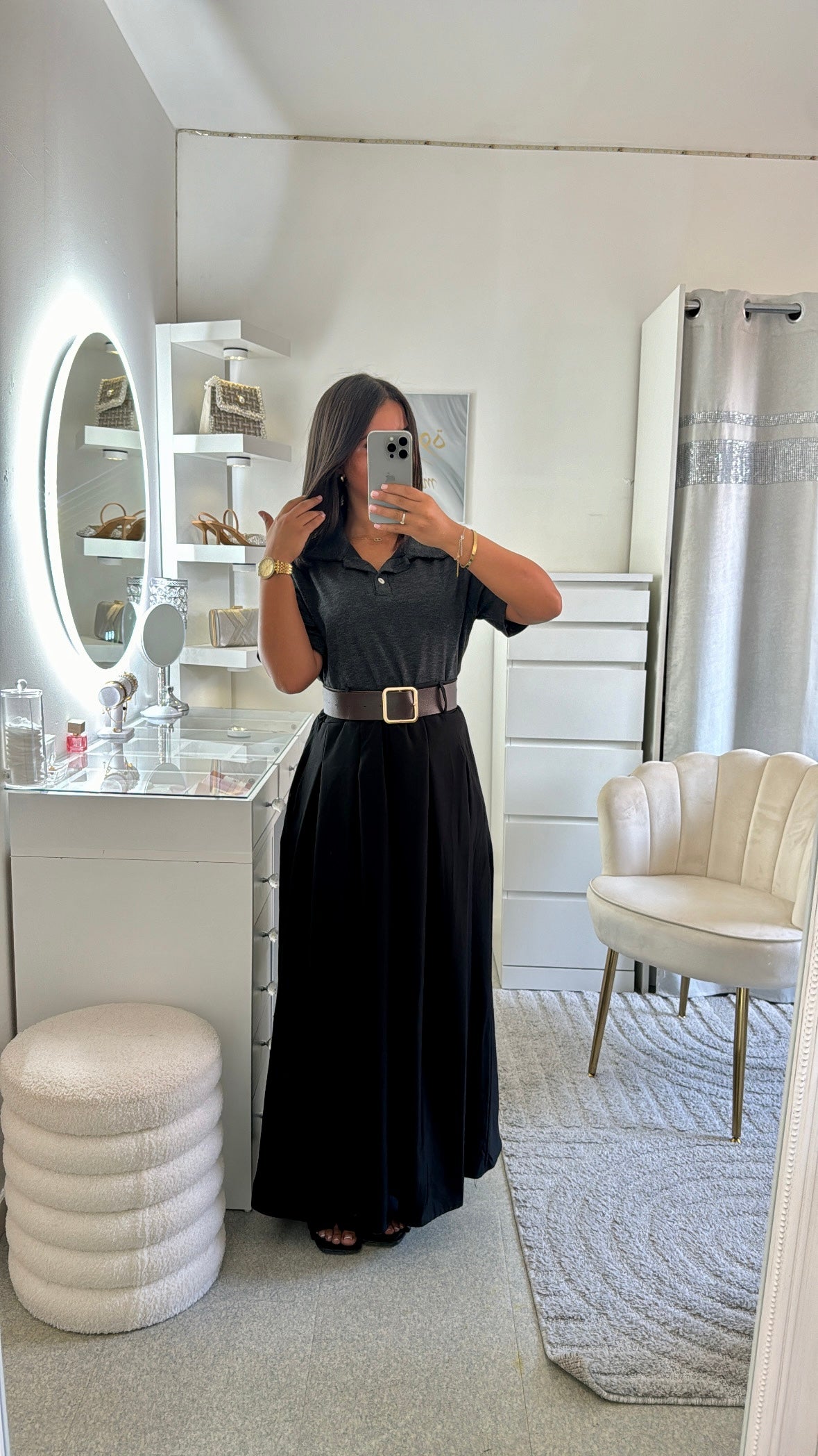 Robe Farida noir/gris