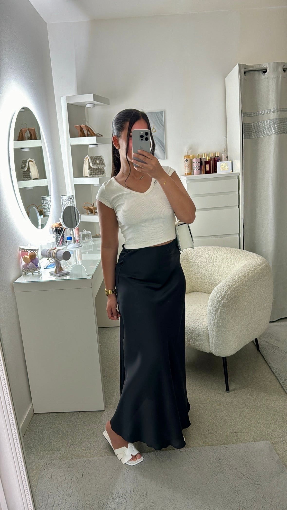 Jupe satinée Sabrina noir