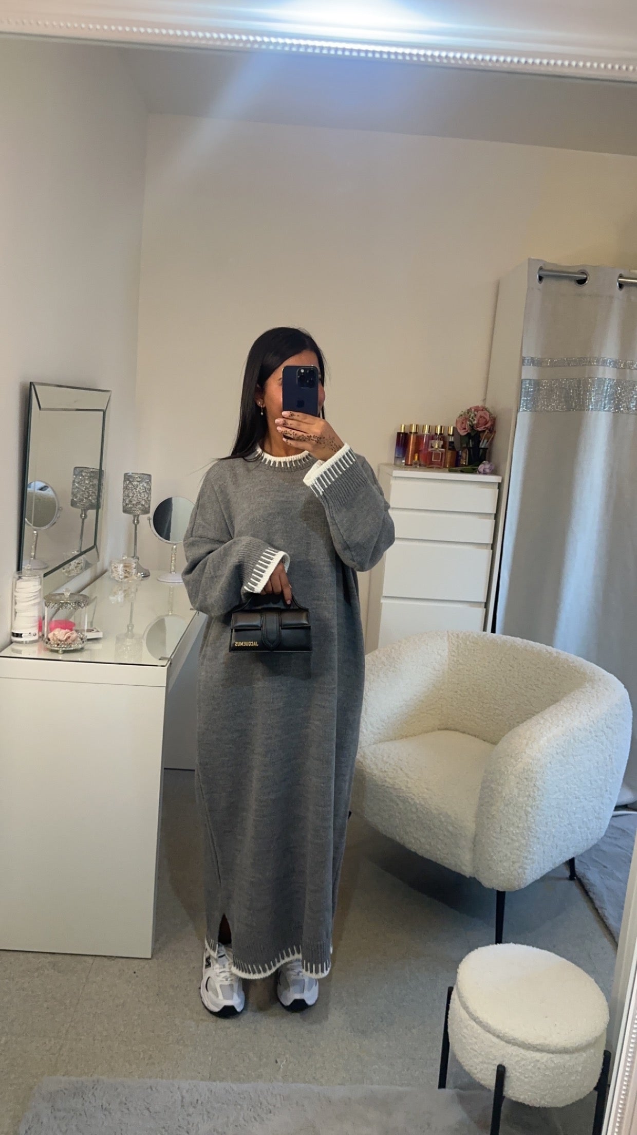 Robe pull long gris