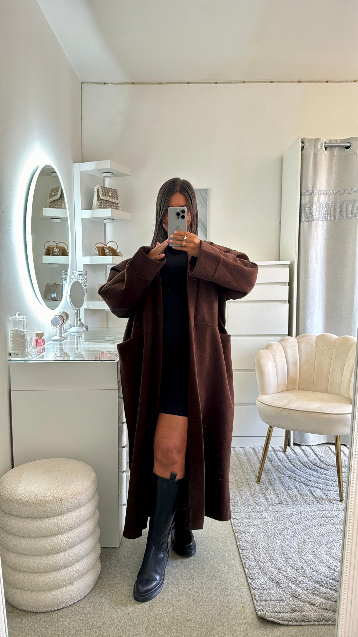 Manteau long Samia marron