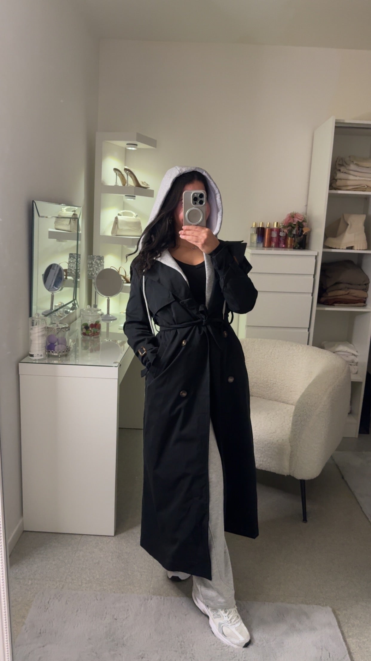 Trench à capuche noir