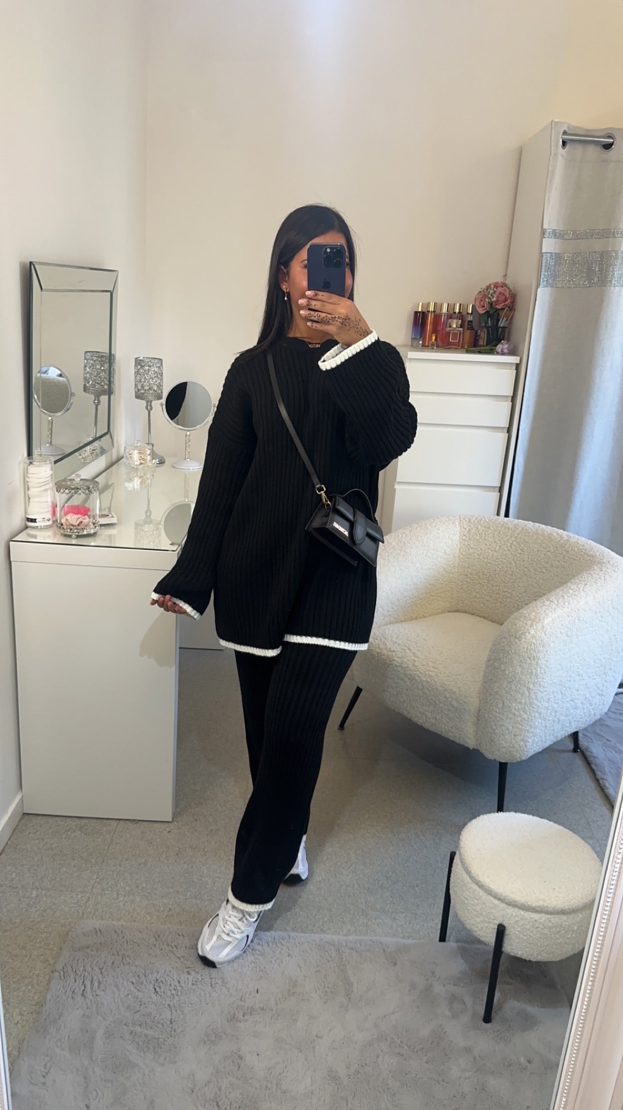 Ensemble pull long bande blanc