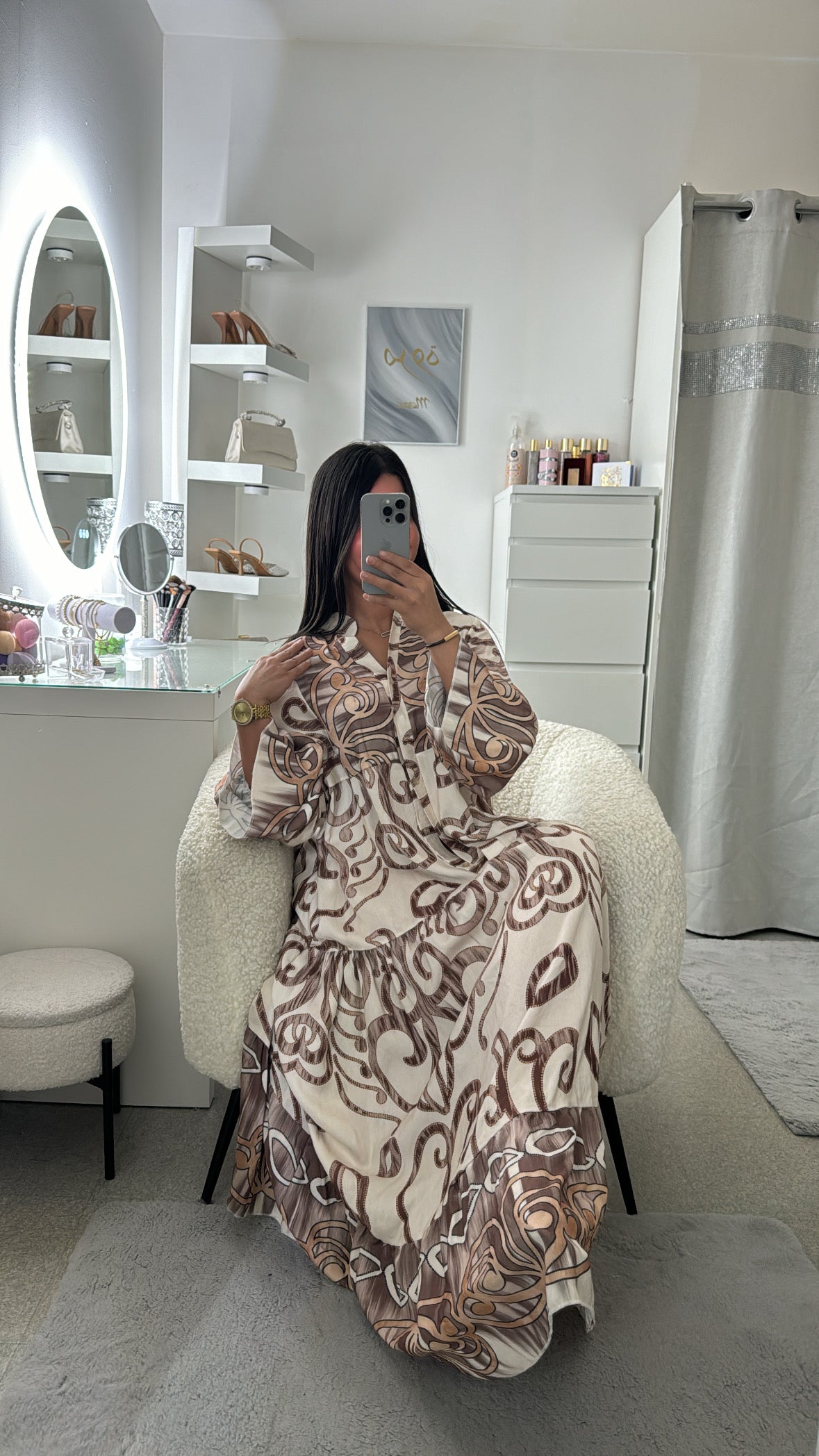 Robe longue à imprimer marron