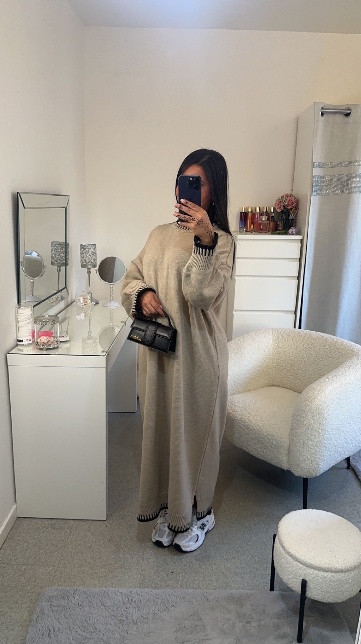 Robe pull long beige