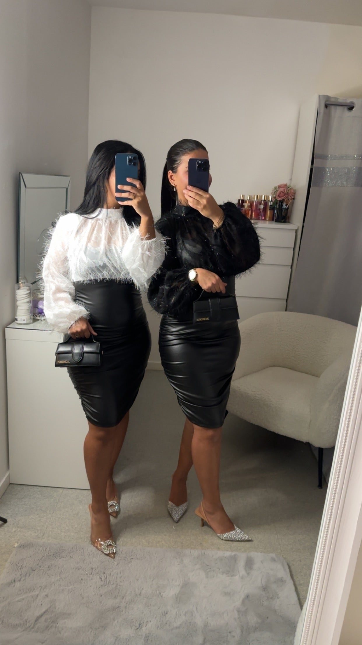 Robe bi matière à plume noir