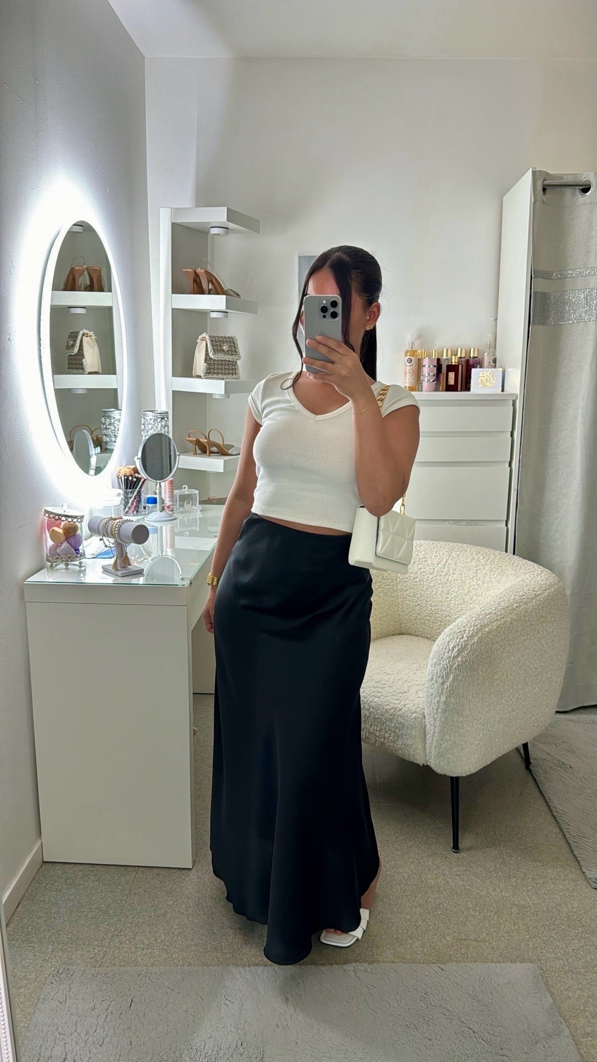 Jupe satinée Sabrina noir