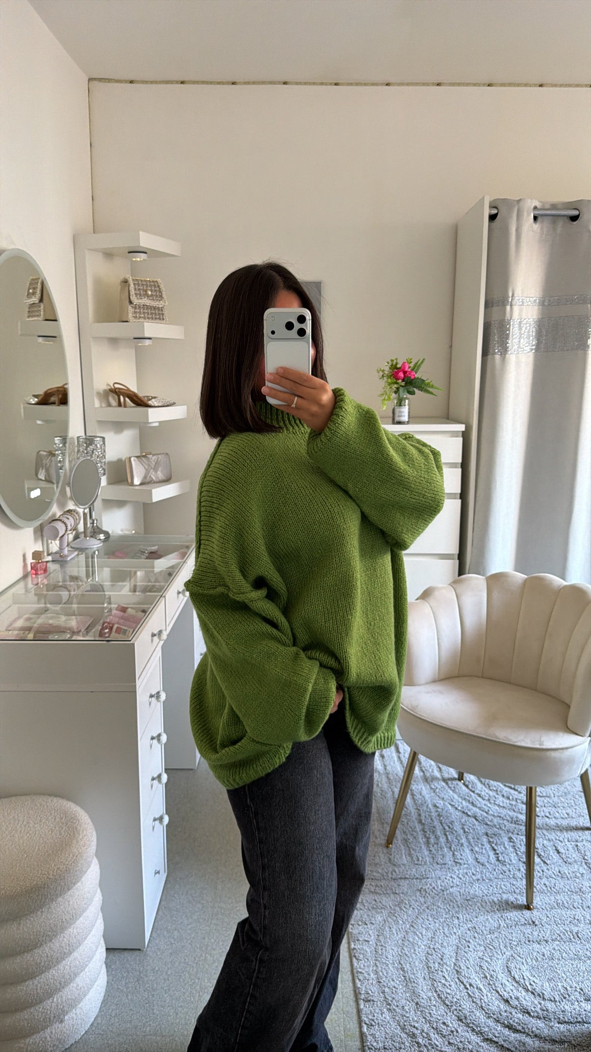 Pull épais long vert olive