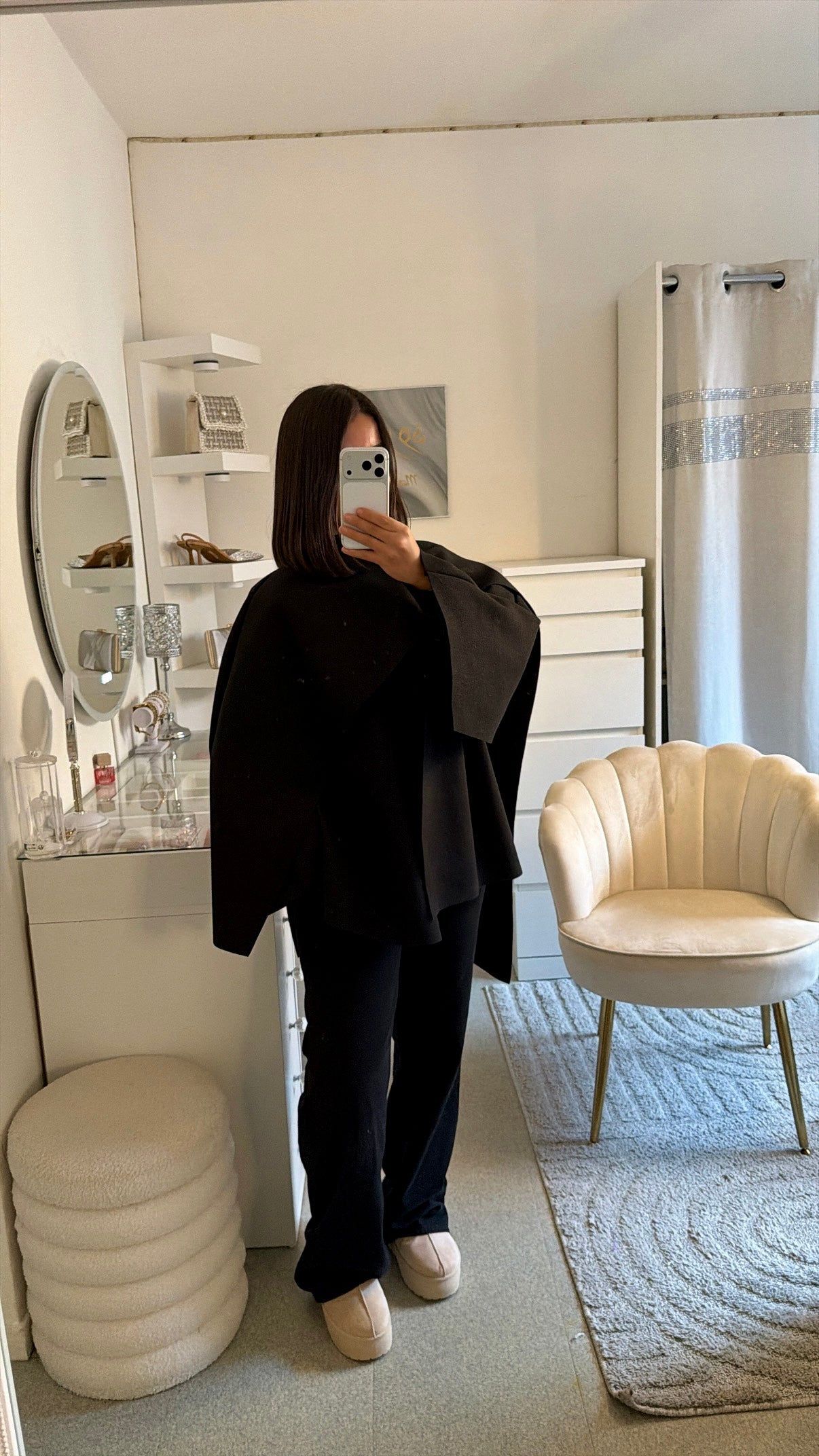 Veste avec écharpe intégré noir