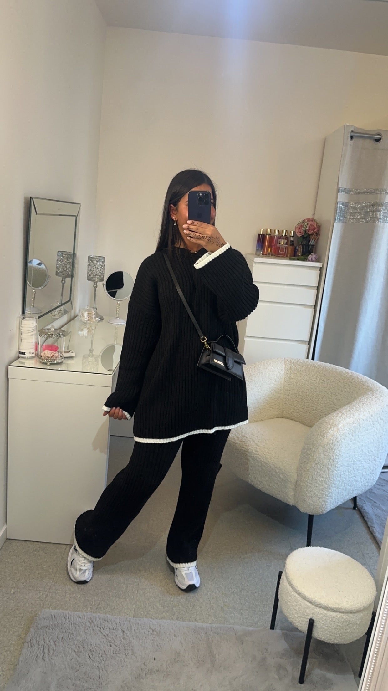 Ensemble pull long bande blanc