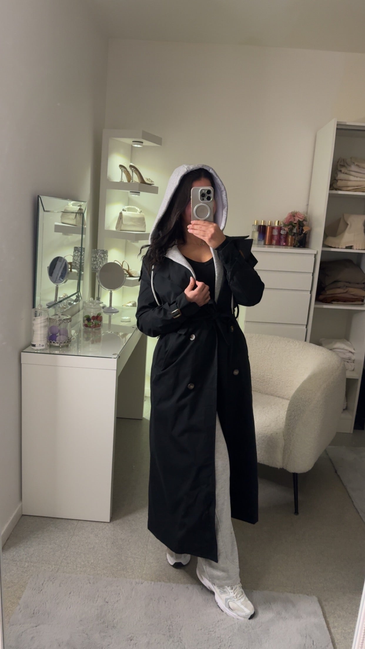 Trench à capuche noir