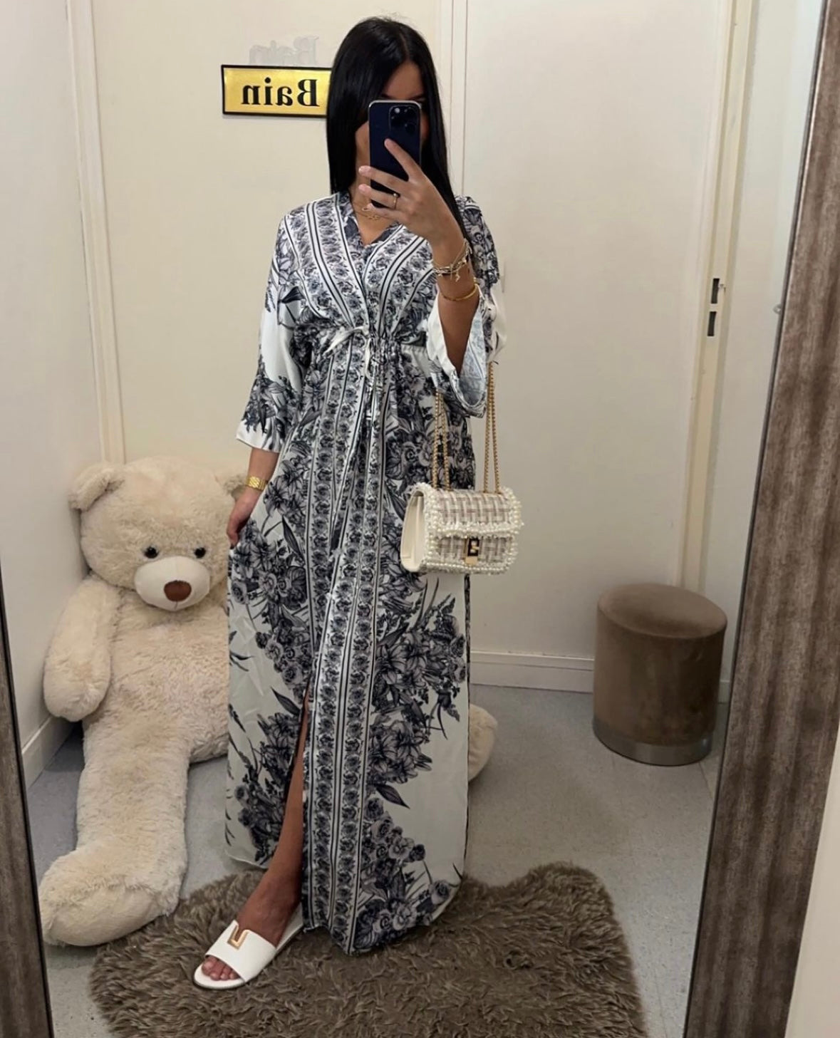 Robe kimono à ceinture noir
