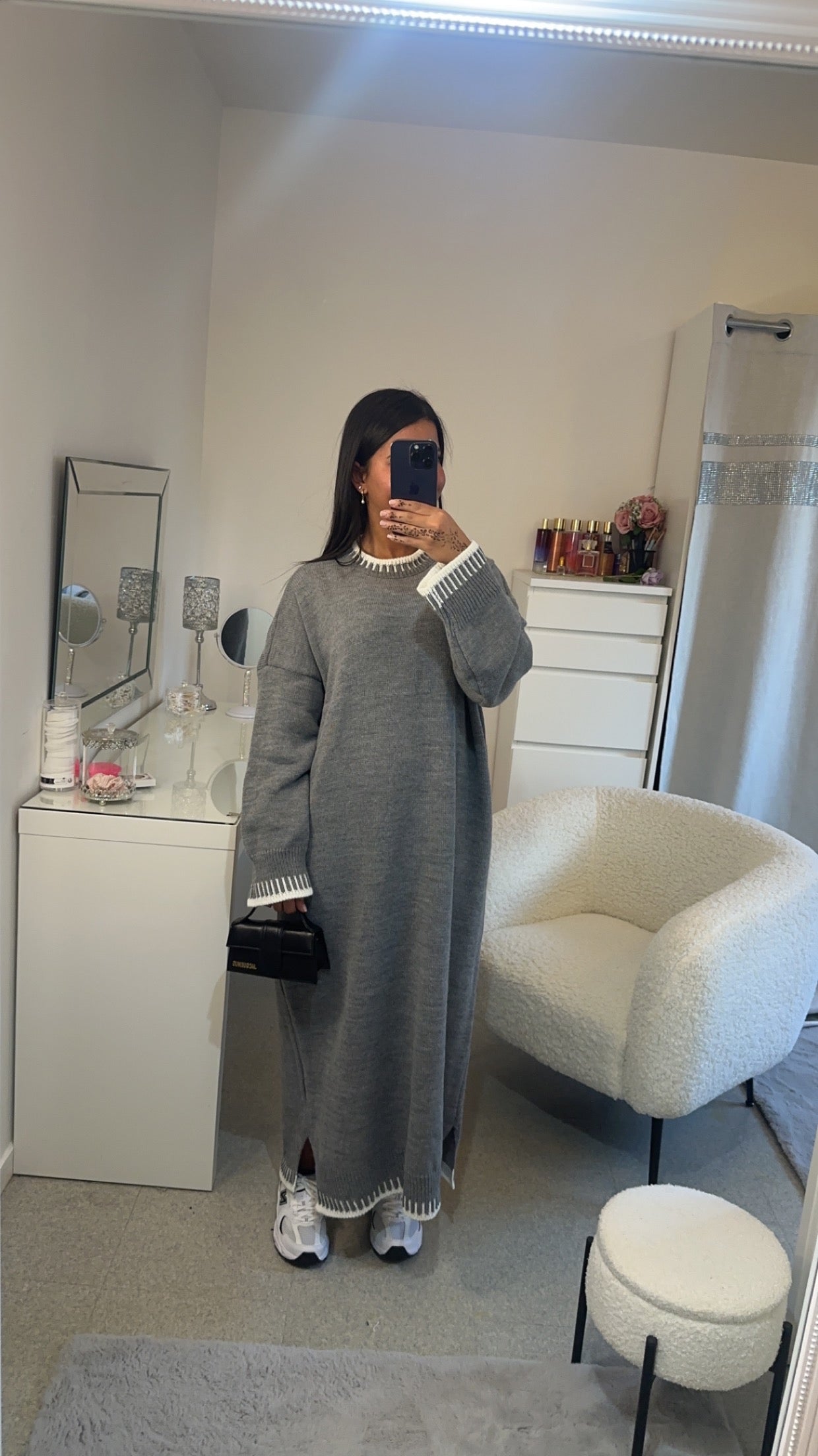 Robe pull long gris