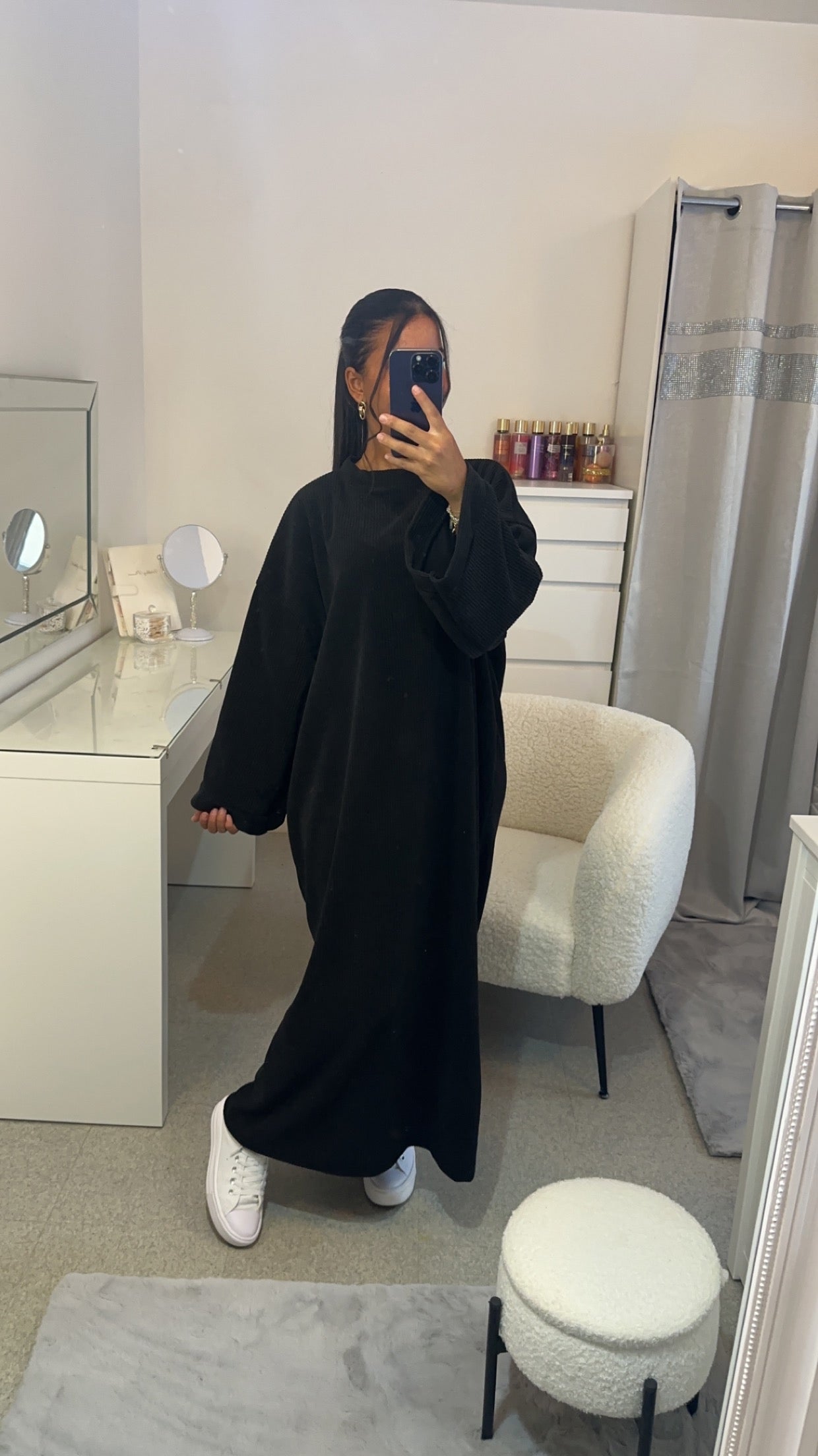Robe velours longue épaisse noir