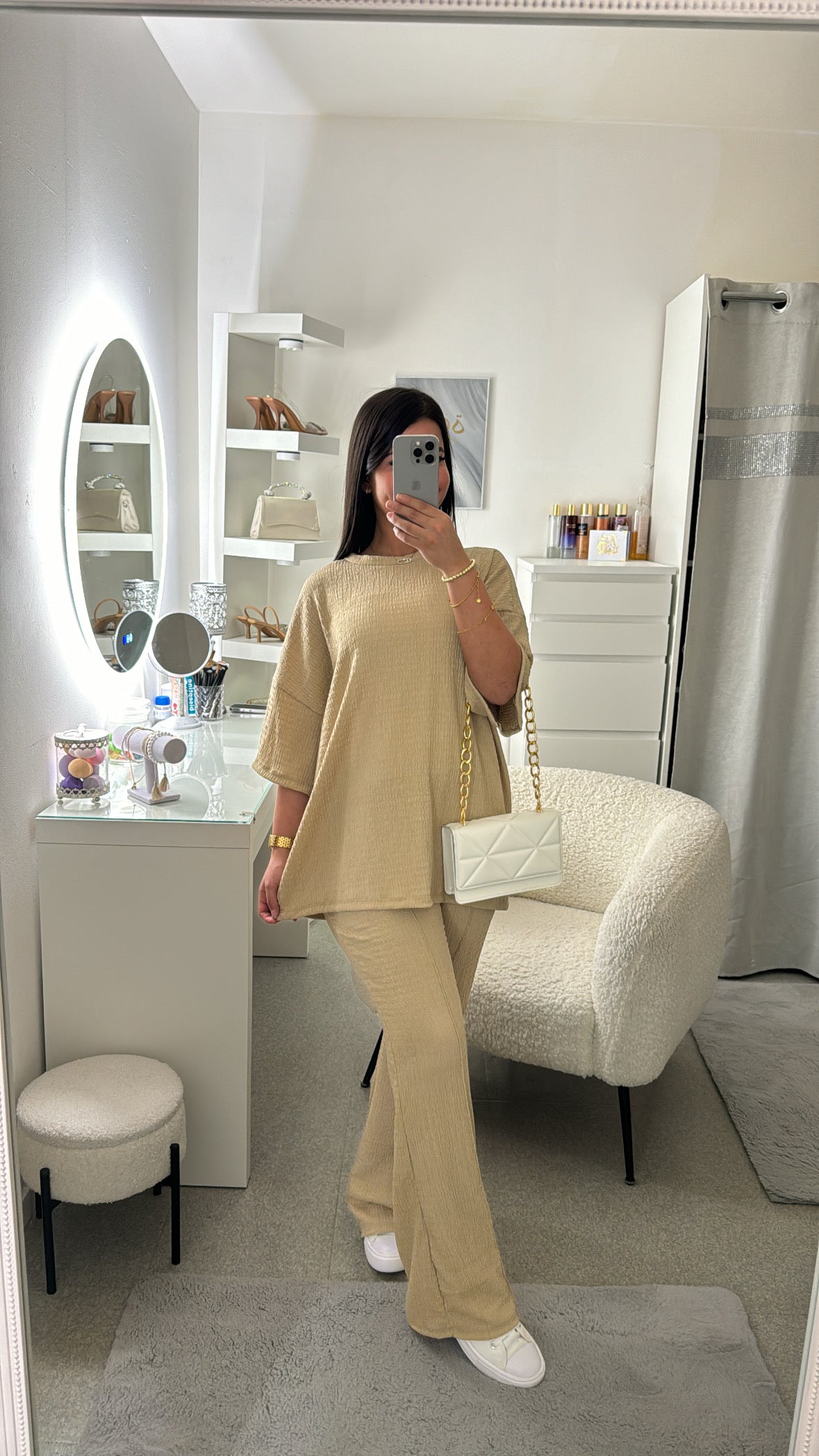 Ensemble tee shirt décontracté beige