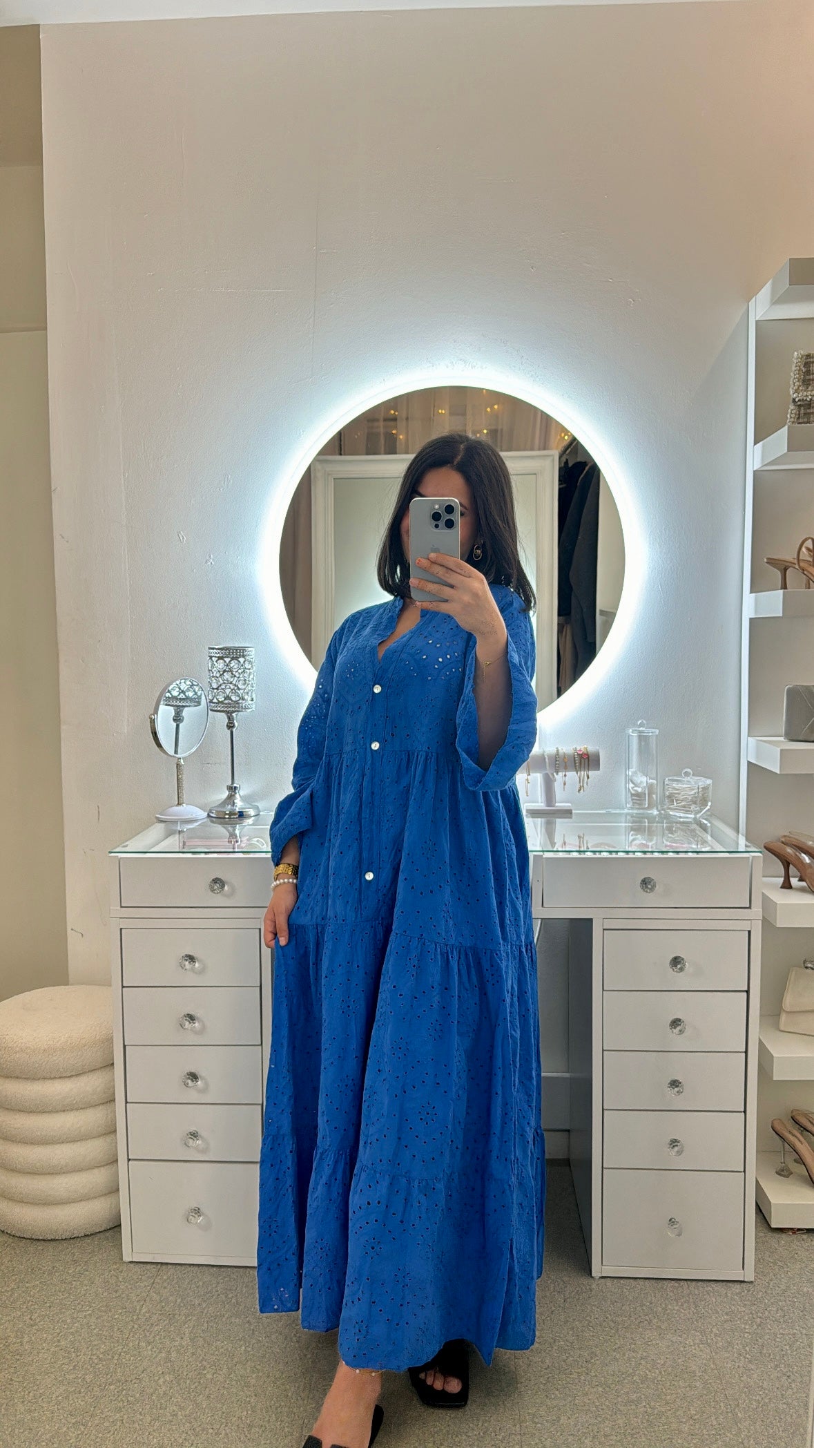 Robe broderie Anissa bleu