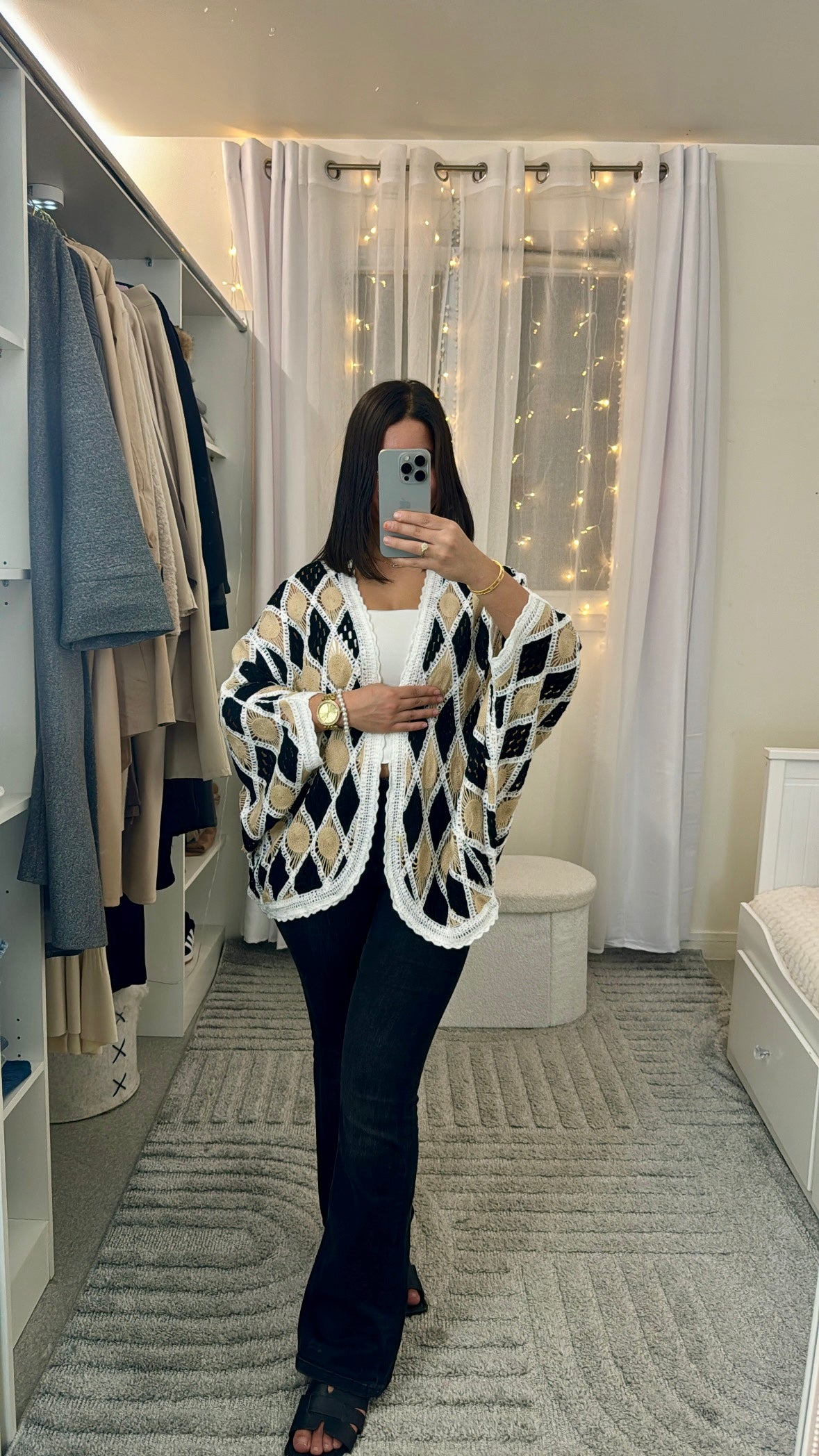 Gilet Amina style bohème noir