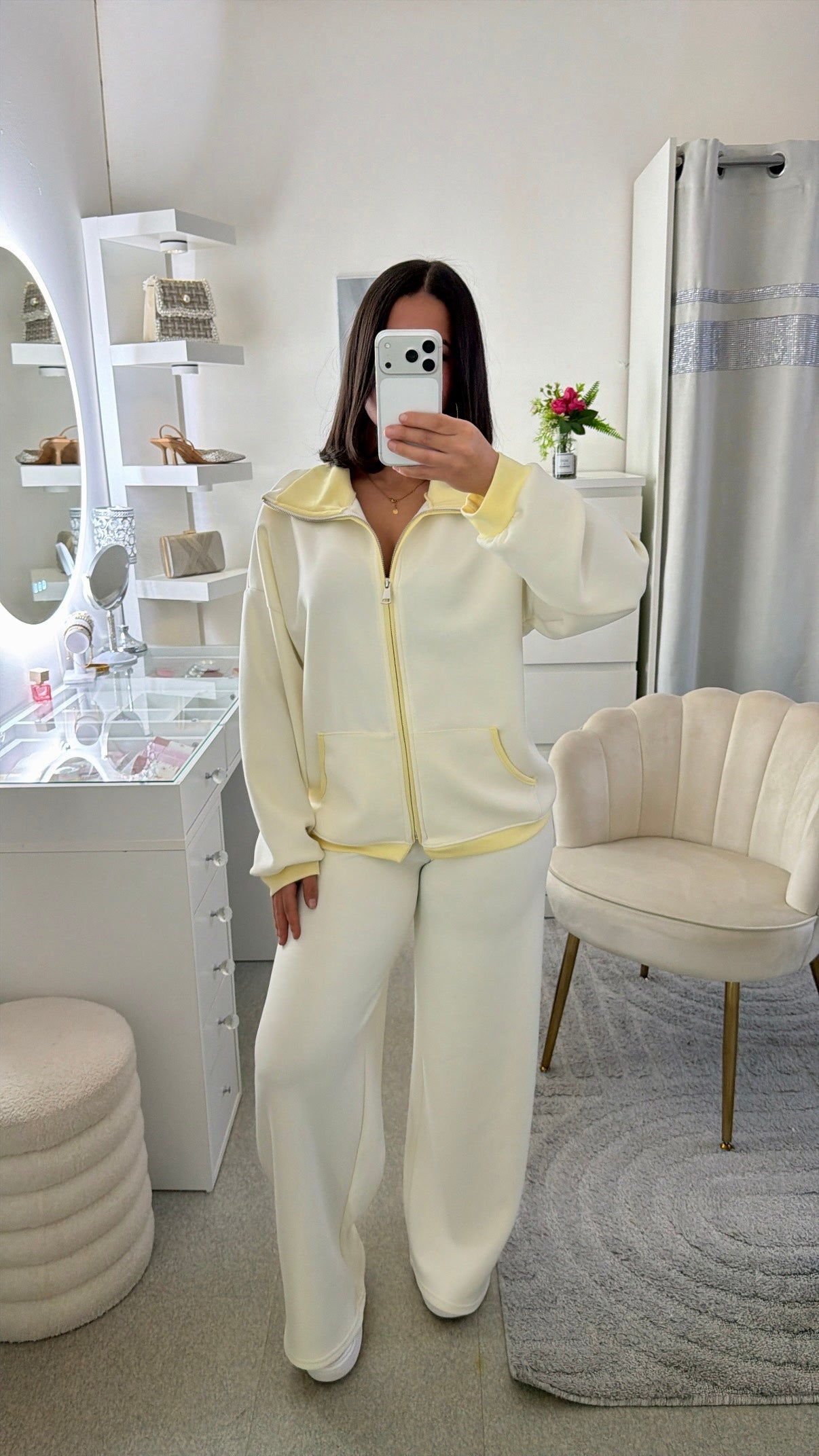 Ensemble Sam blanc casée