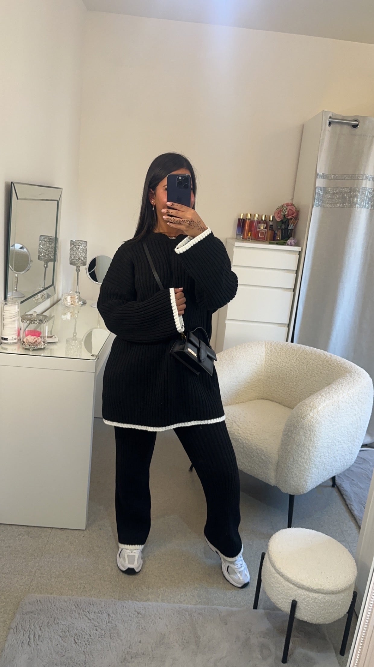 Ensemble pull long bande blanc