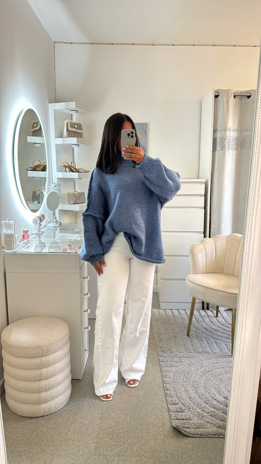 Pull épais long bleu