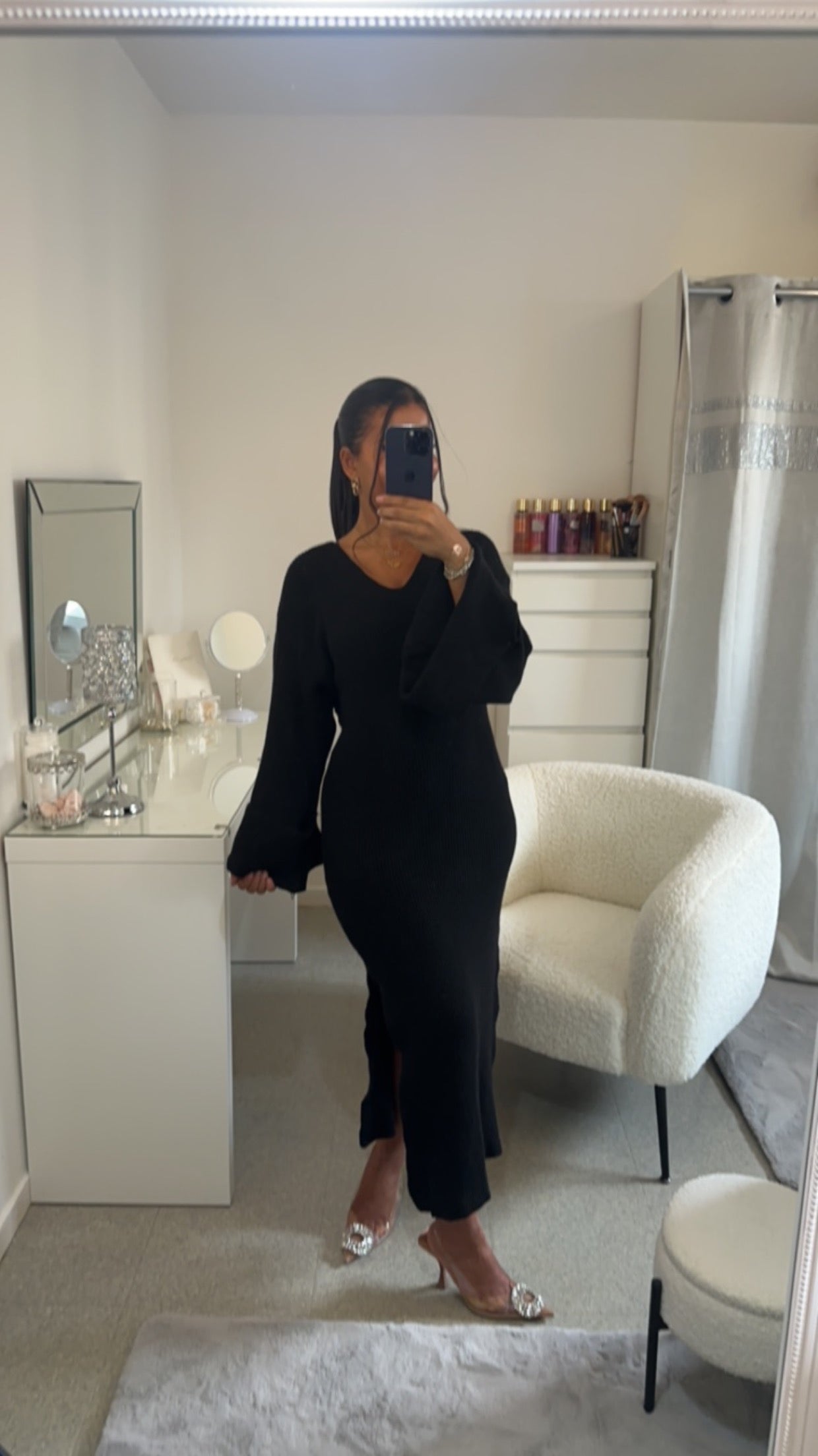 Robe à manche bouffante noir