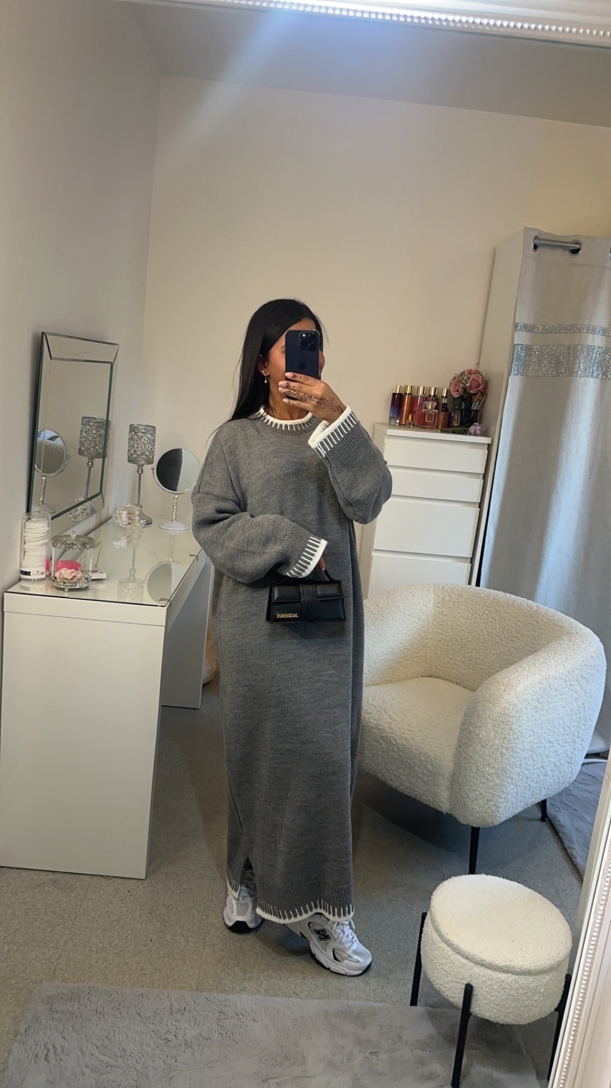 Robe pull long gris