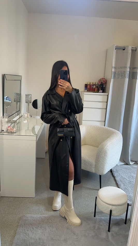 Trench semi cuir noir
