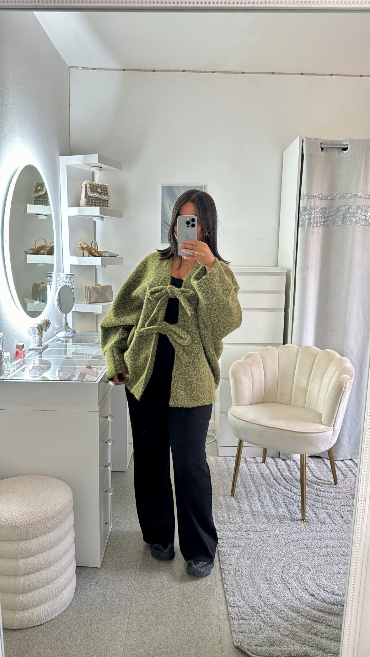 Gros gilet à noeud vert