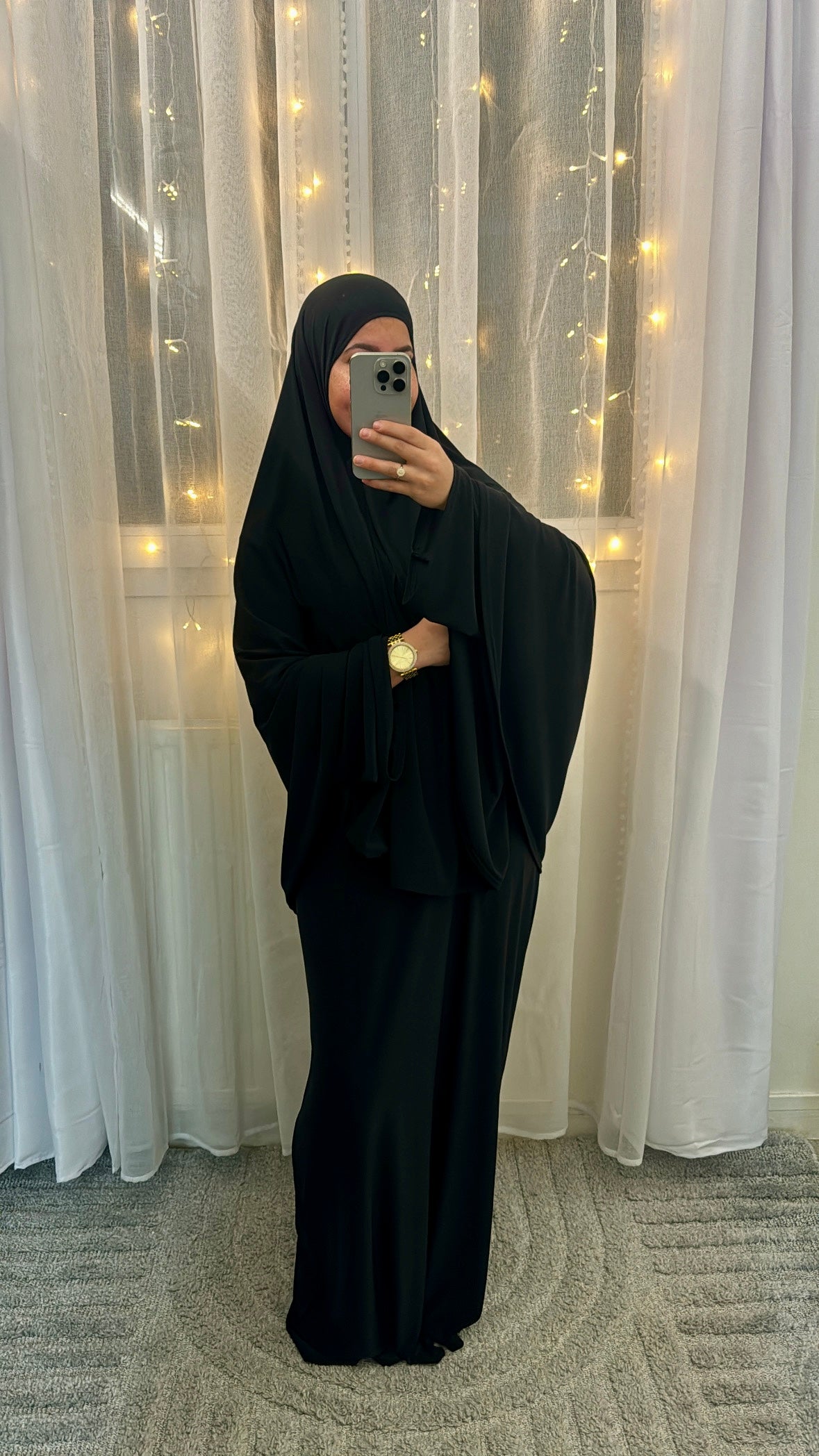 Set Robe & Khimar en Jersey Premium – Noir