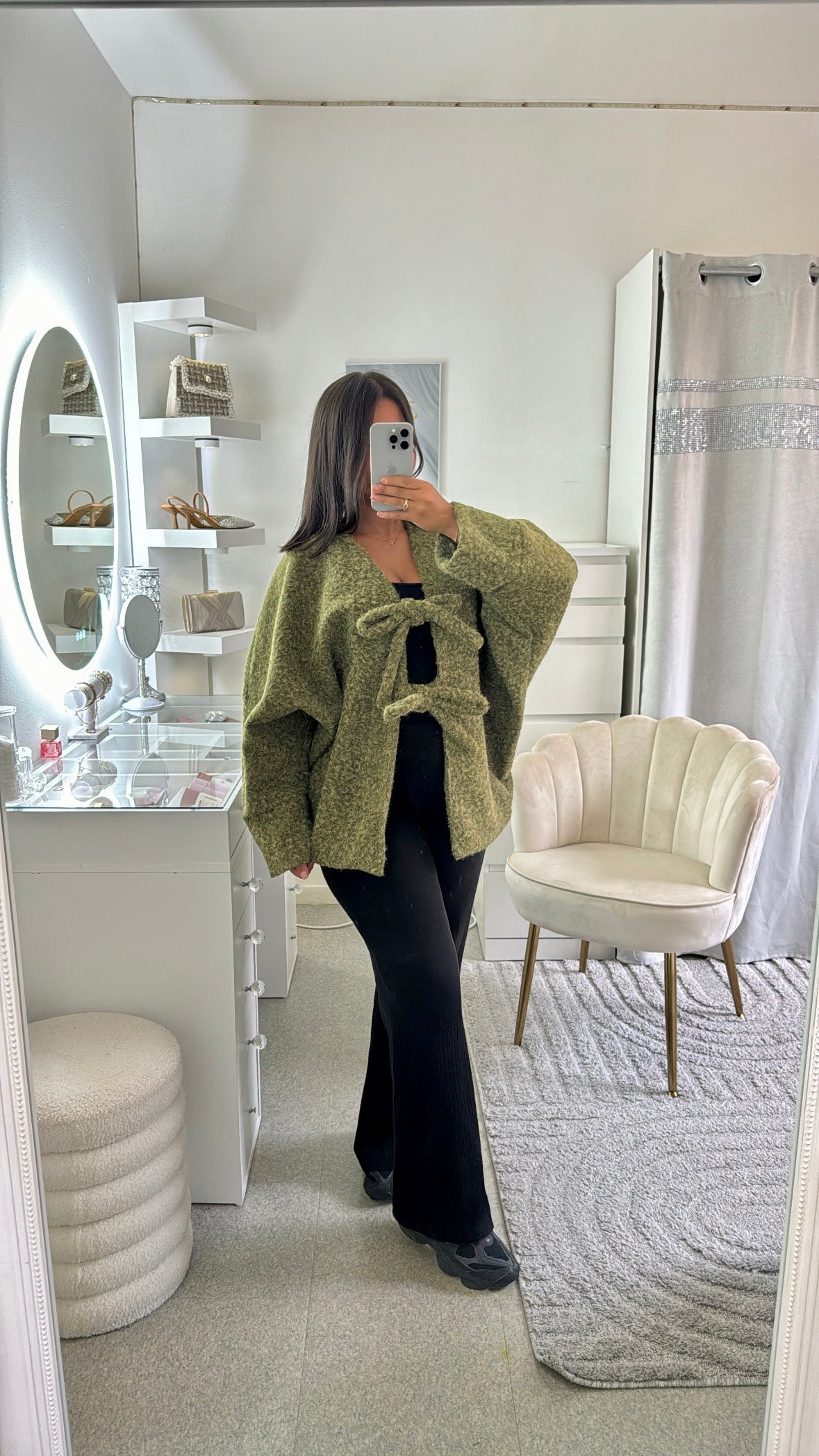 Gros gilet à noeud vert