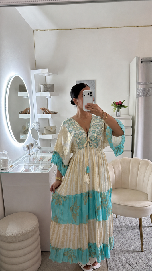 Robe Dorcas bleu turquoise