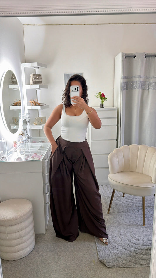 Pantalon sélène marron