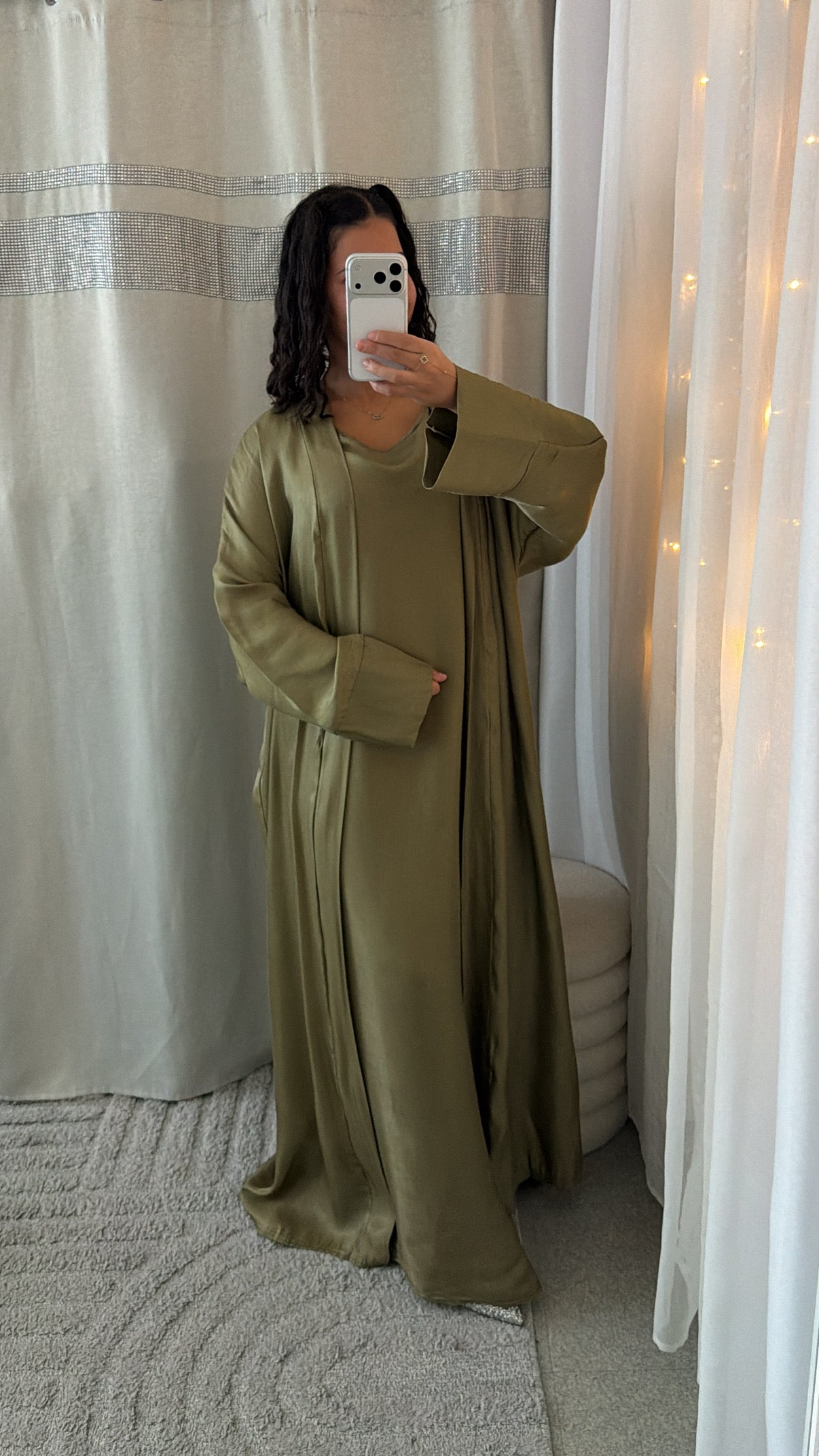 Abaya satinée Mariame vert