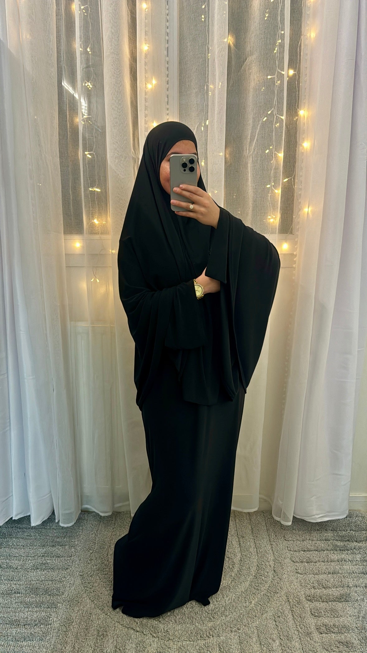 Set Robe & Khimar en Jersey Premium – Noir