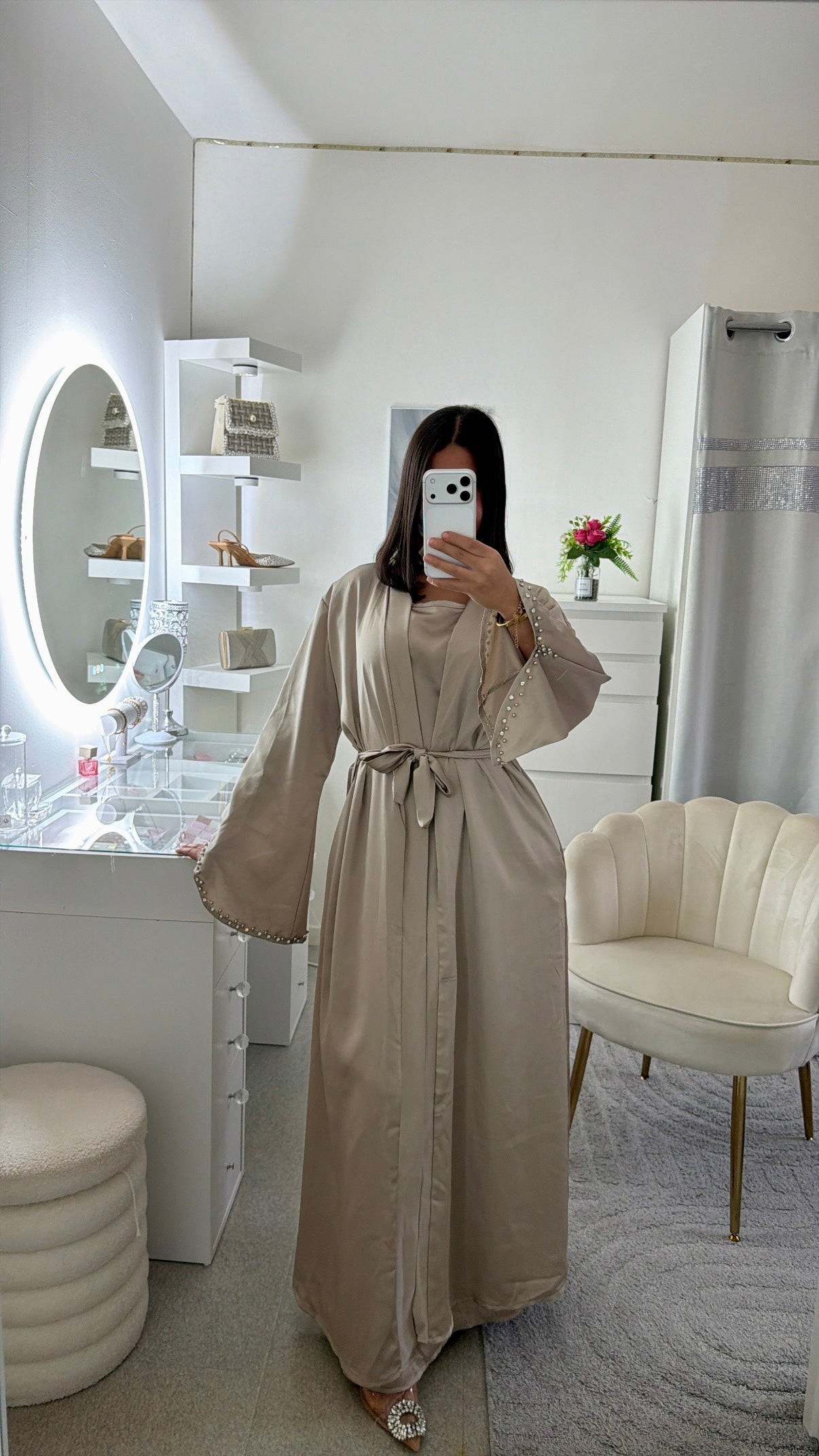 Abaya kimono Hajar taupe