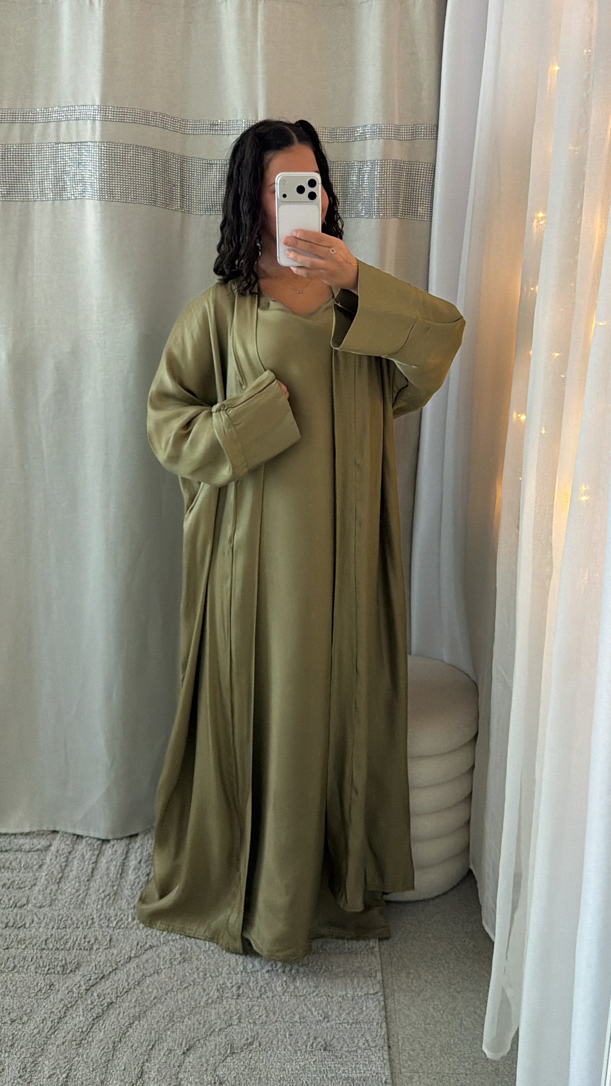 Abaya satinée Mariame vert