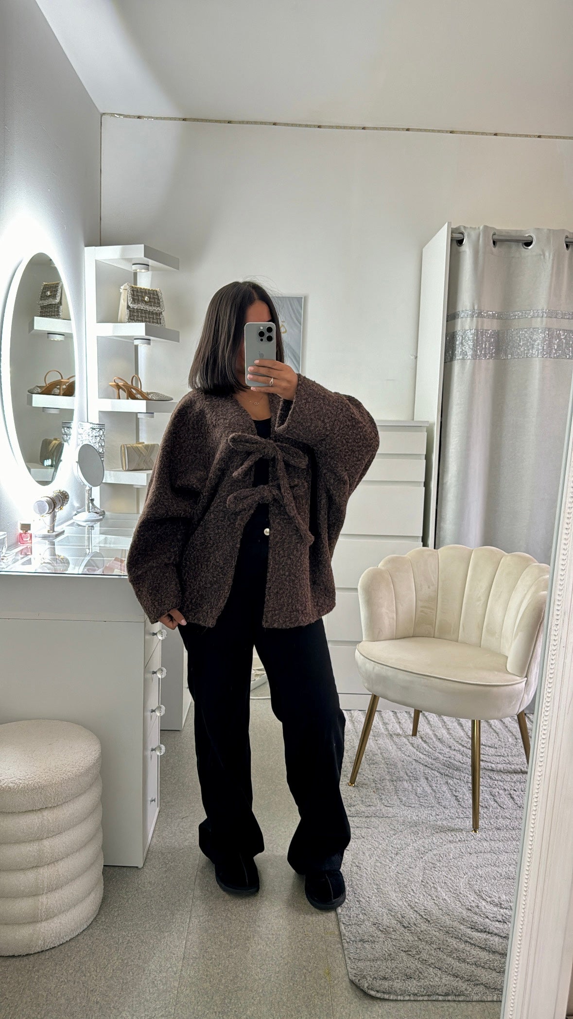 Gros gilet à noeud marron