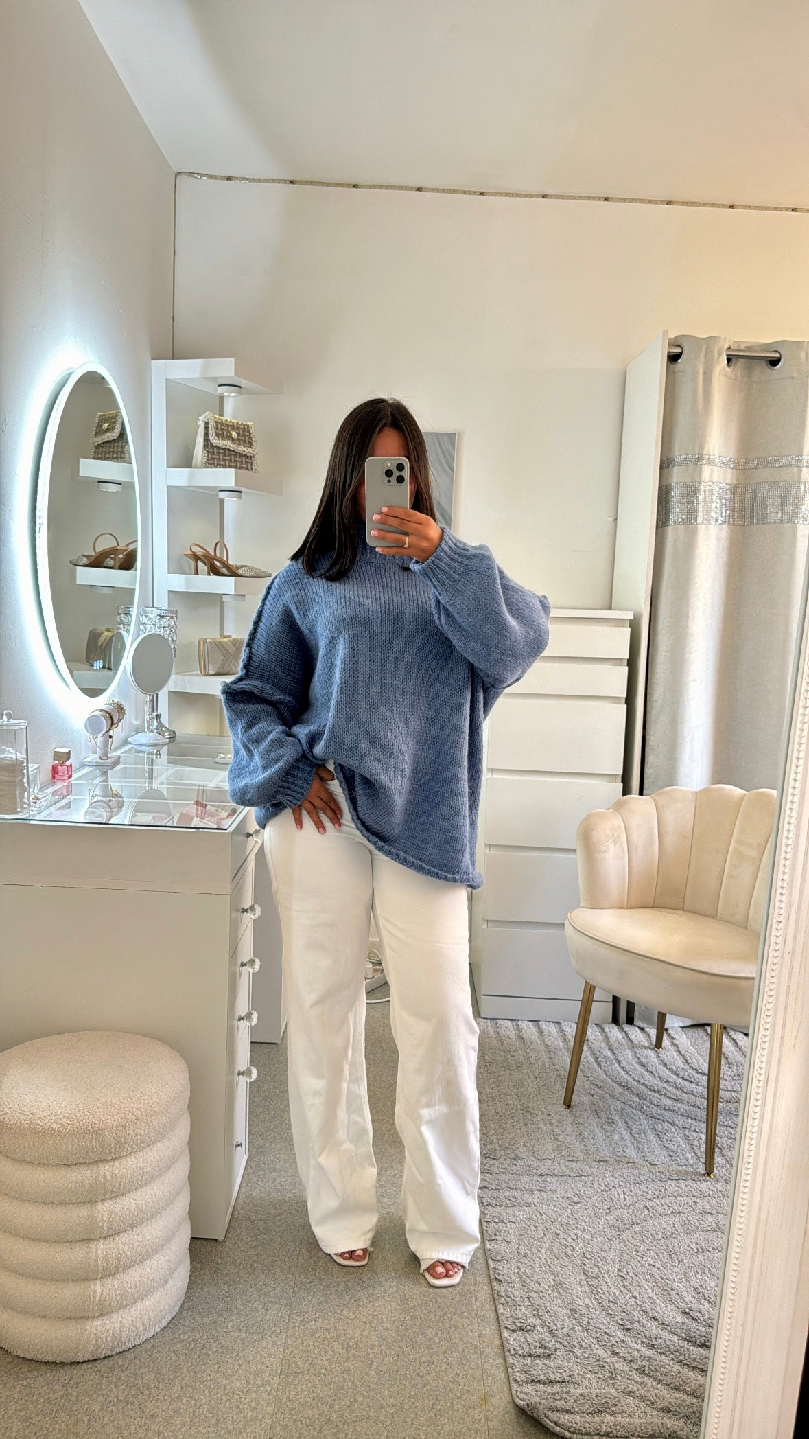 Pull épais long bleu
