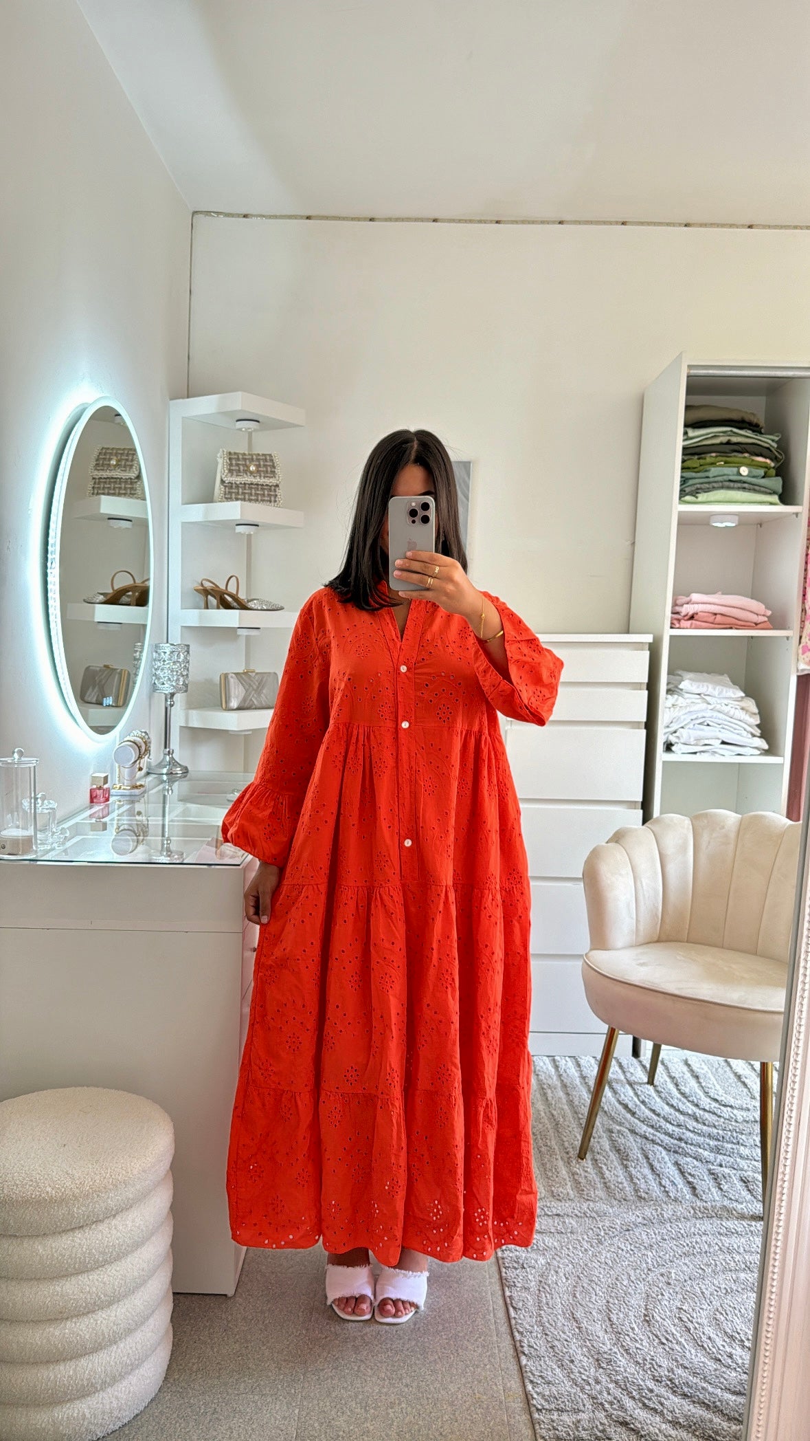Robe broderie orange