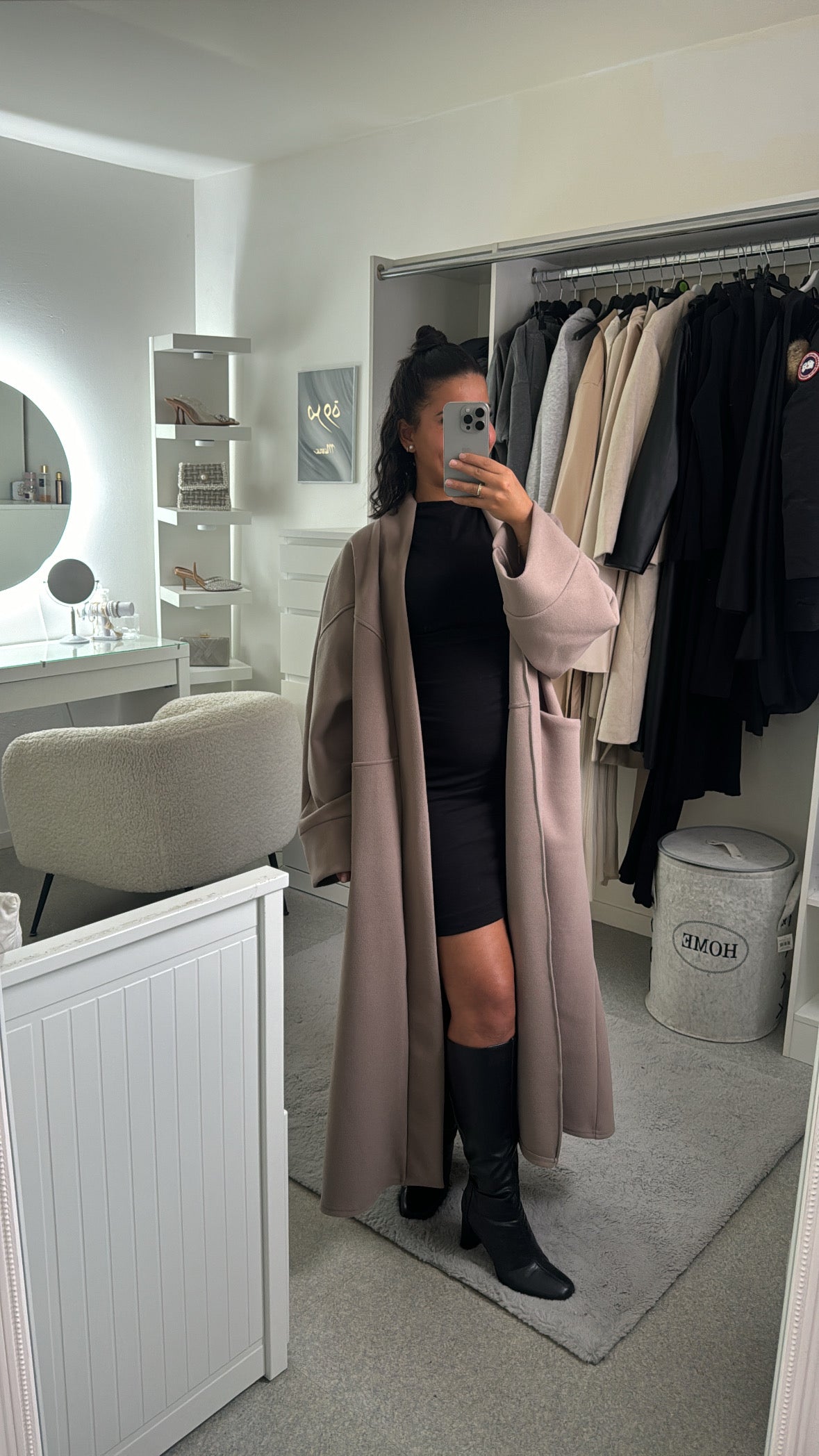 Manteau long taupe