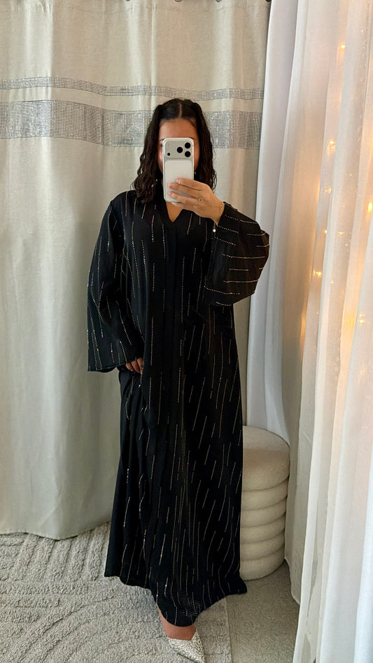 Abaya Inaya à strass noir