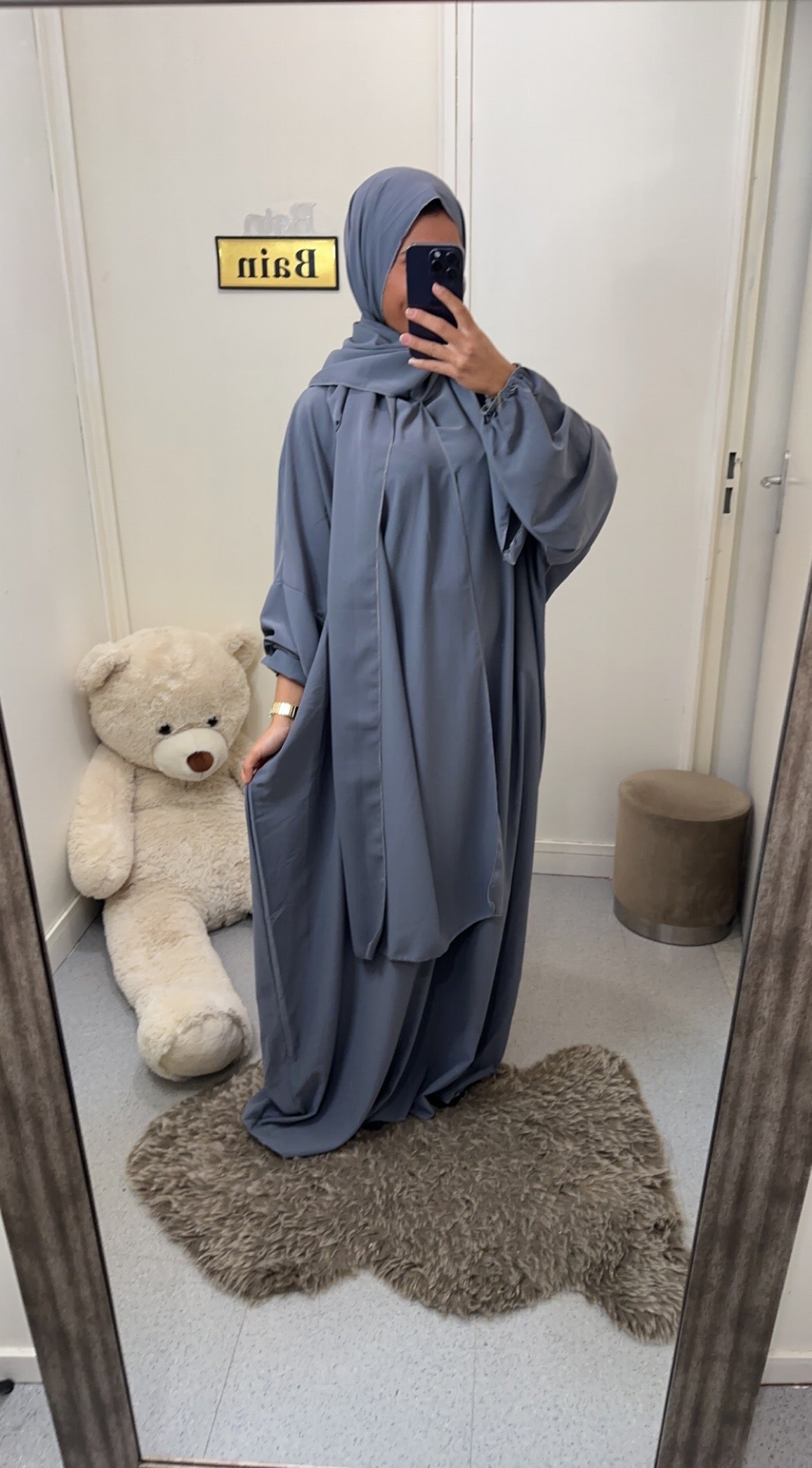 Abaya voile intégré gris